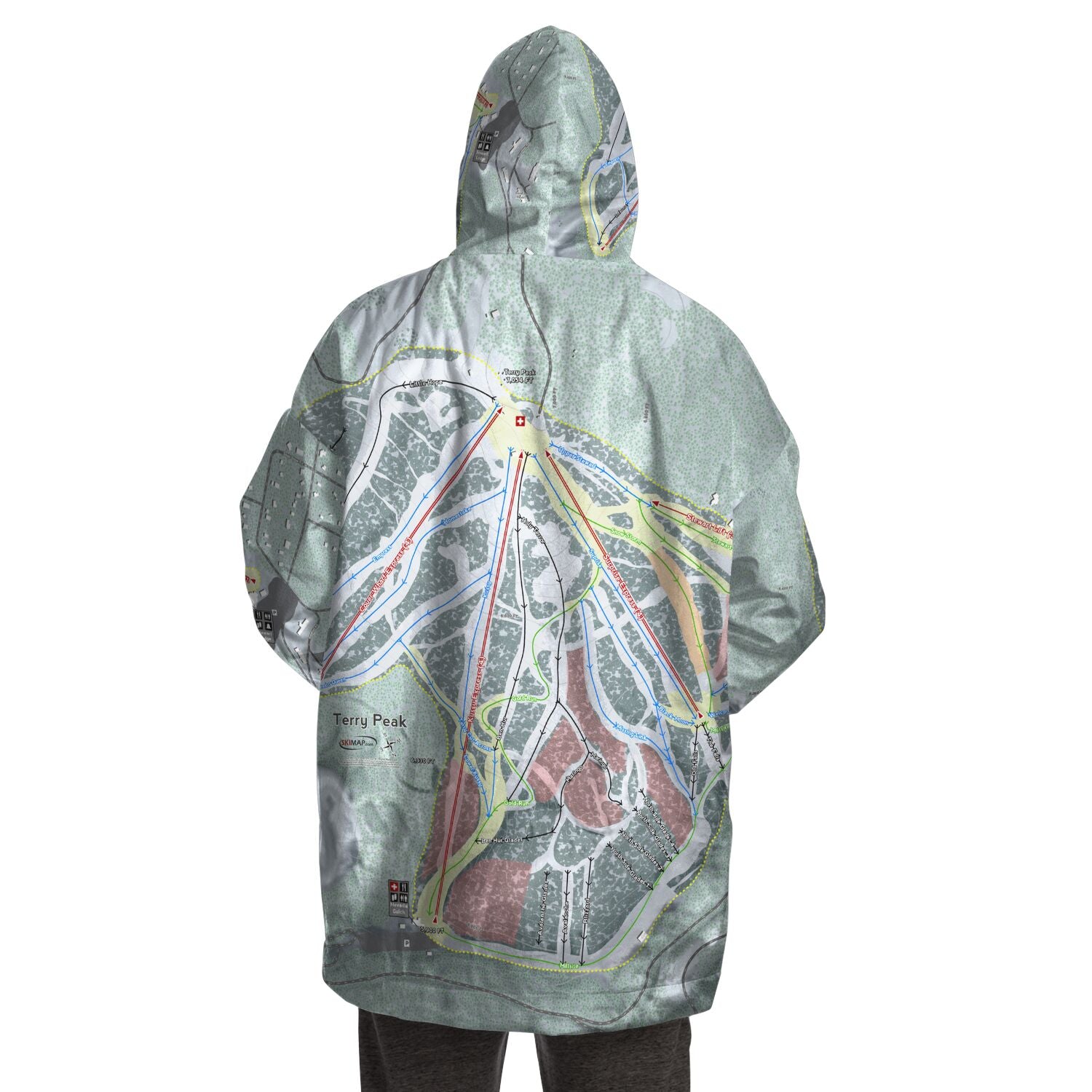 Terry Peak, South Dakota Ski Trail Map - Snug Hoodie