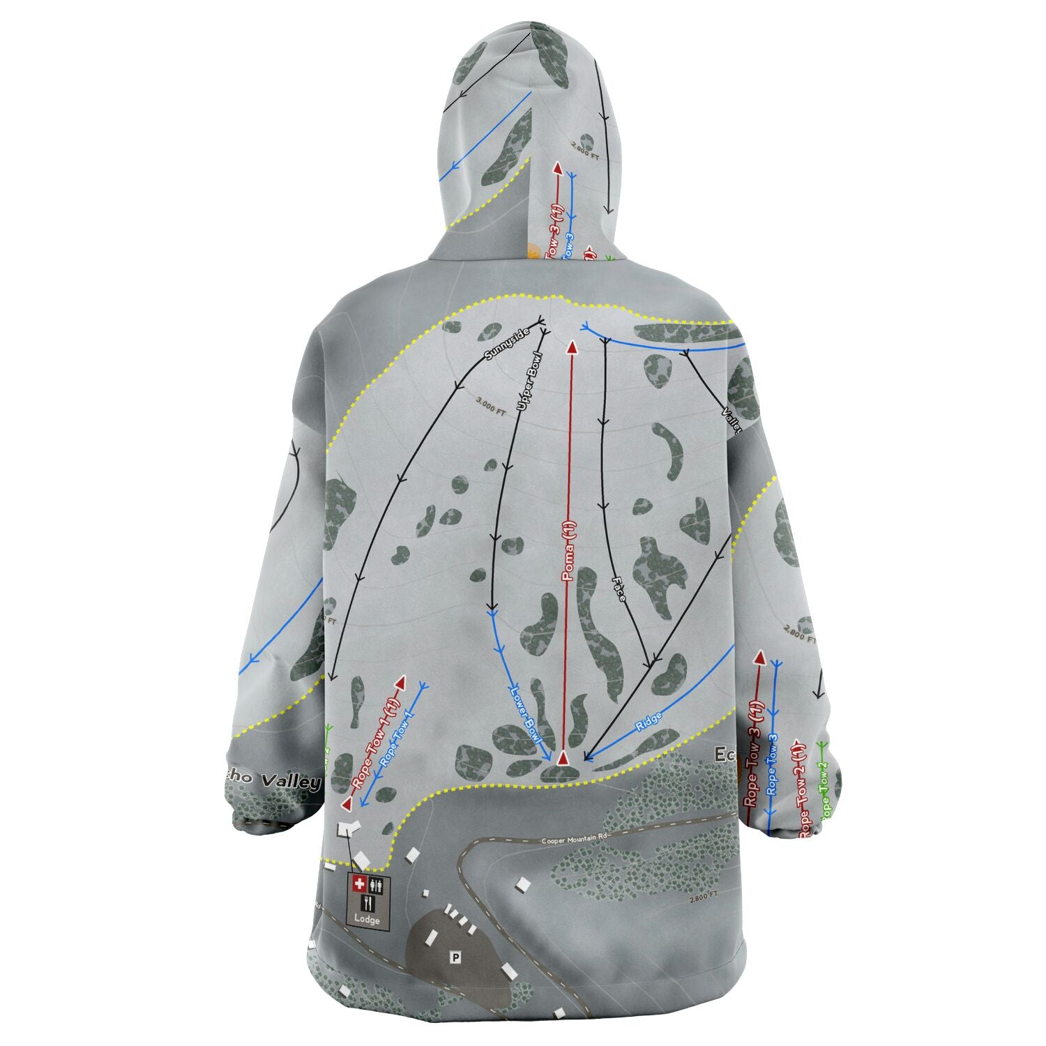 Echo Valley, Washington Ski Trail Map Snug Hoodie