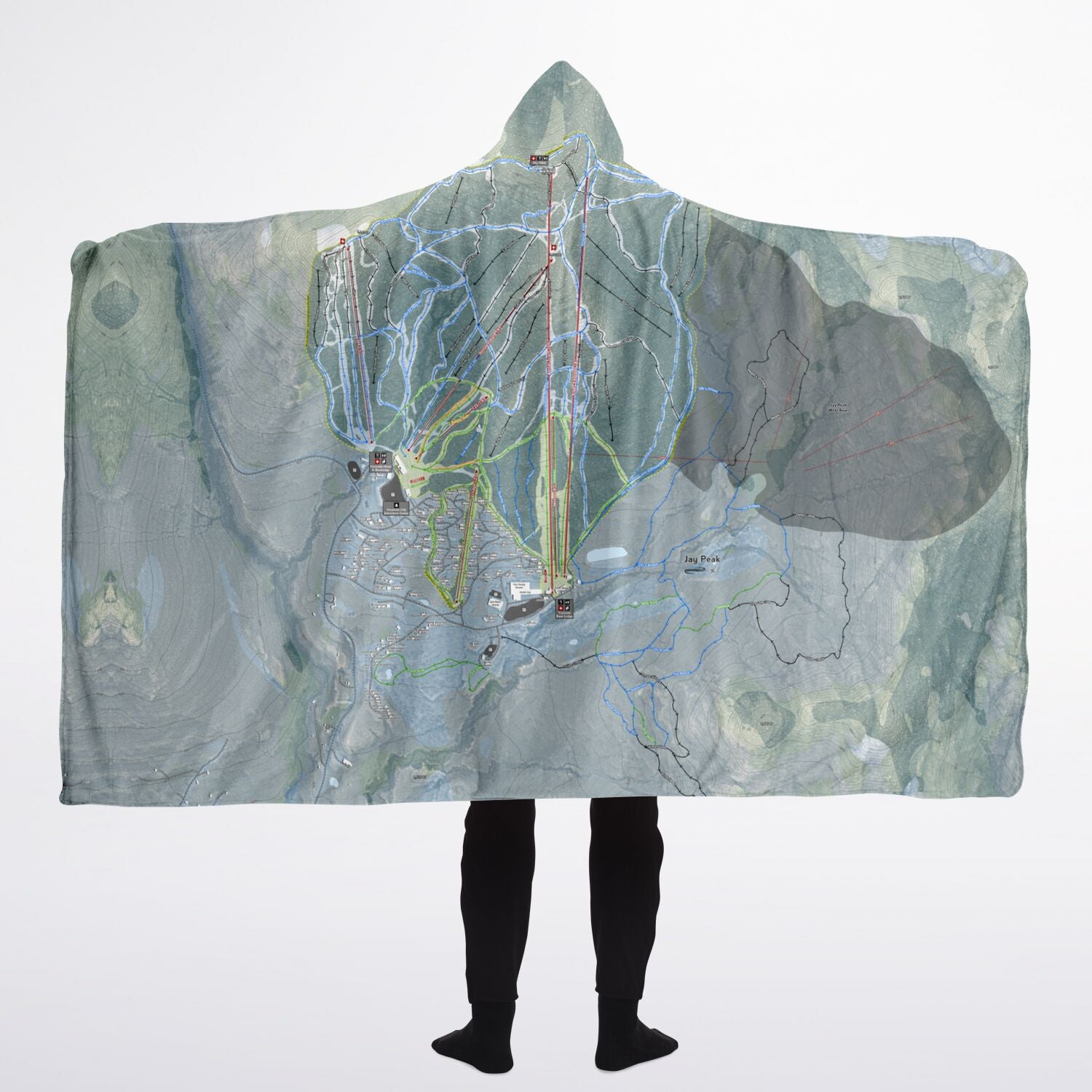 Jay Peak, Vermont Ski Trail Map - Adult Hooded Blanket