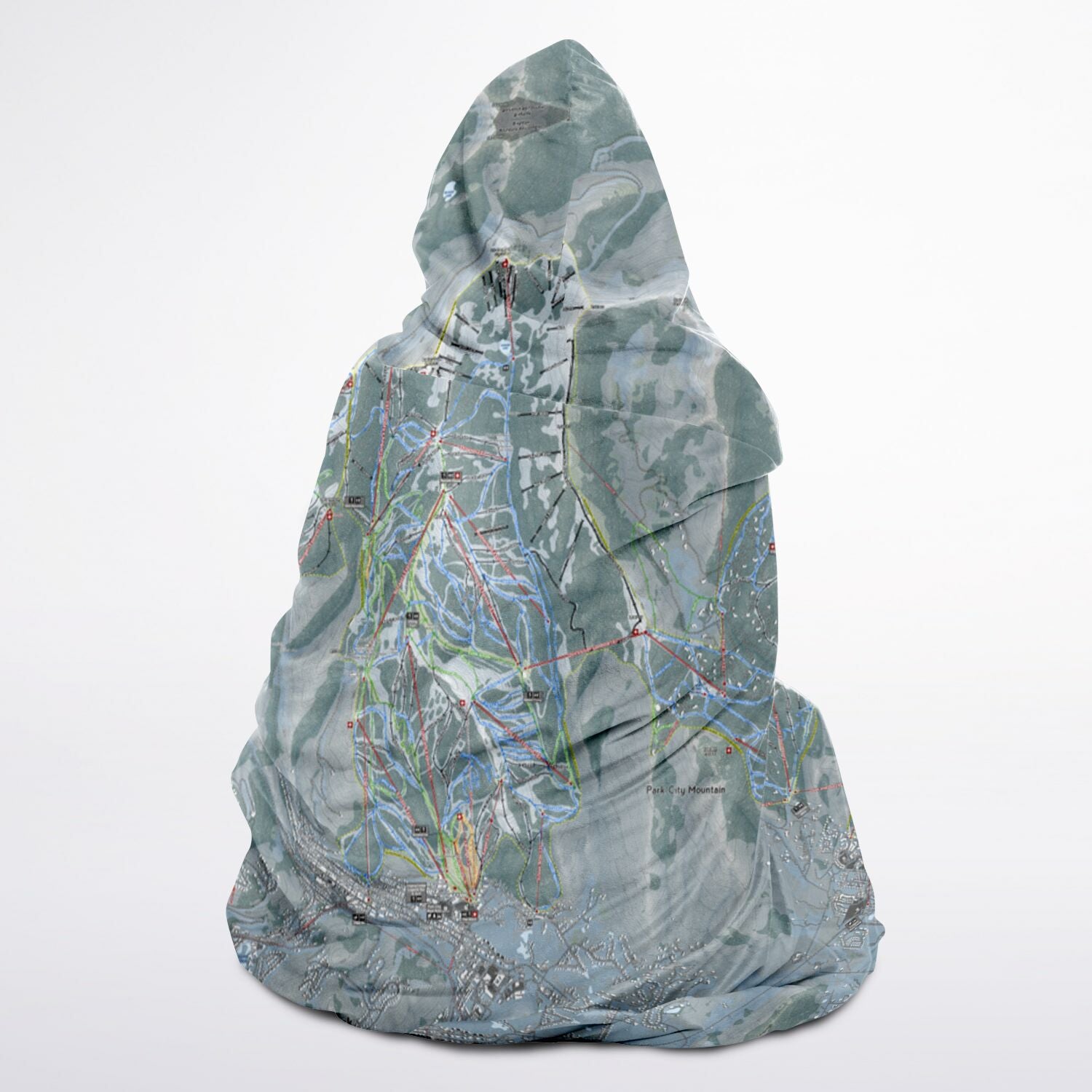 Wasatch Back, Utah Ski Trail Map - Youth Hooded Blanket