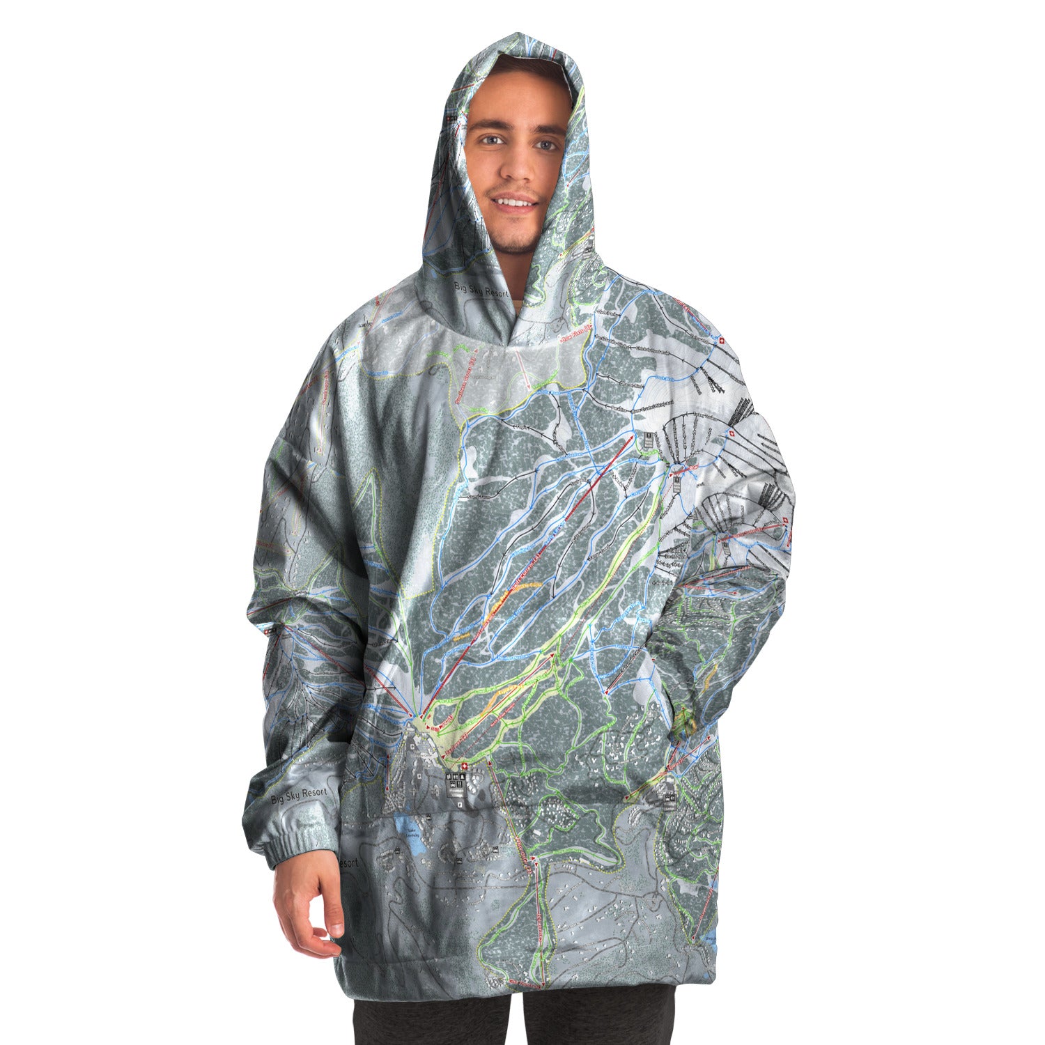 Big Sky, Montana Ski Trail Map - Snug Hoodie