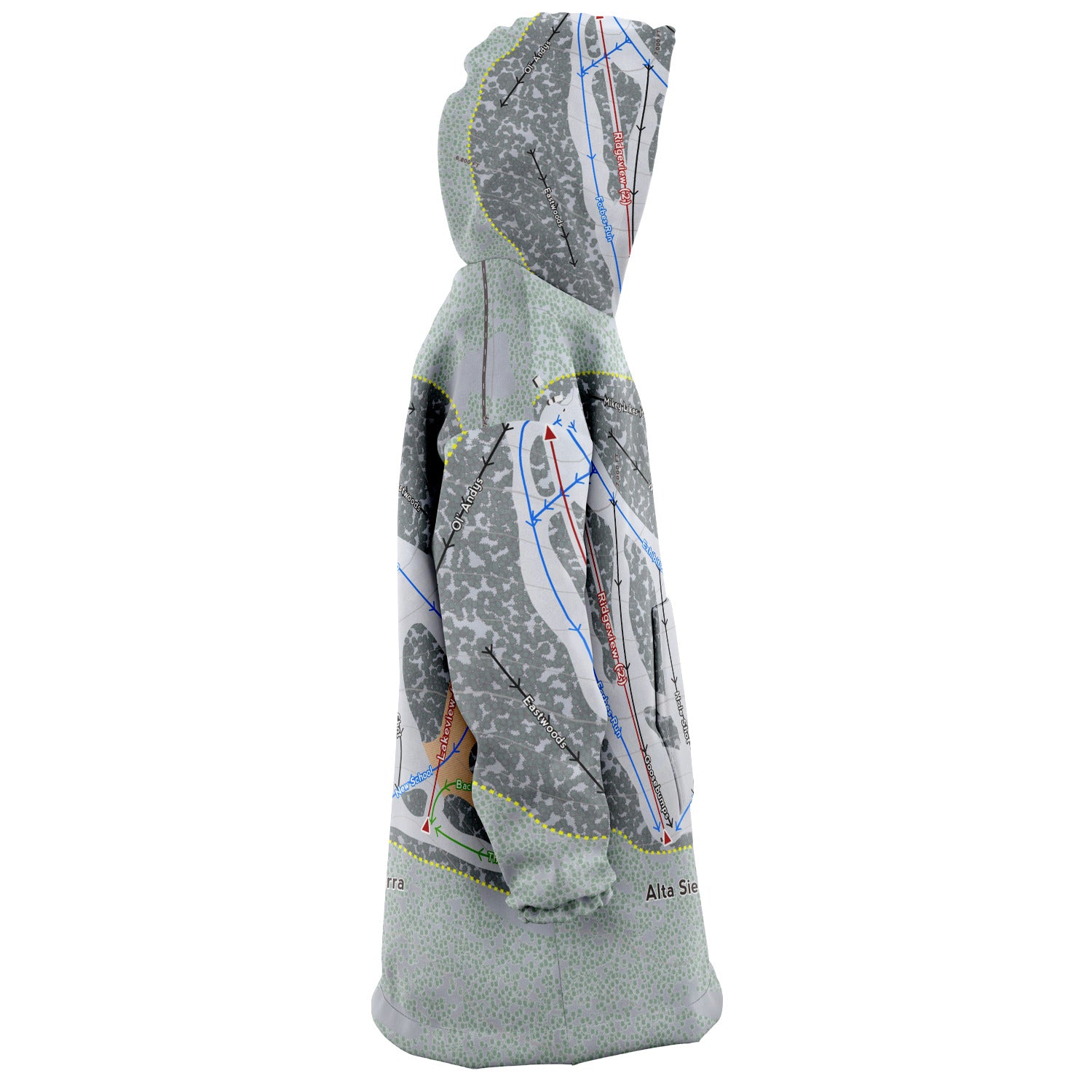 Alta Sierra, California Ski Trail Map - Snug Hoodie