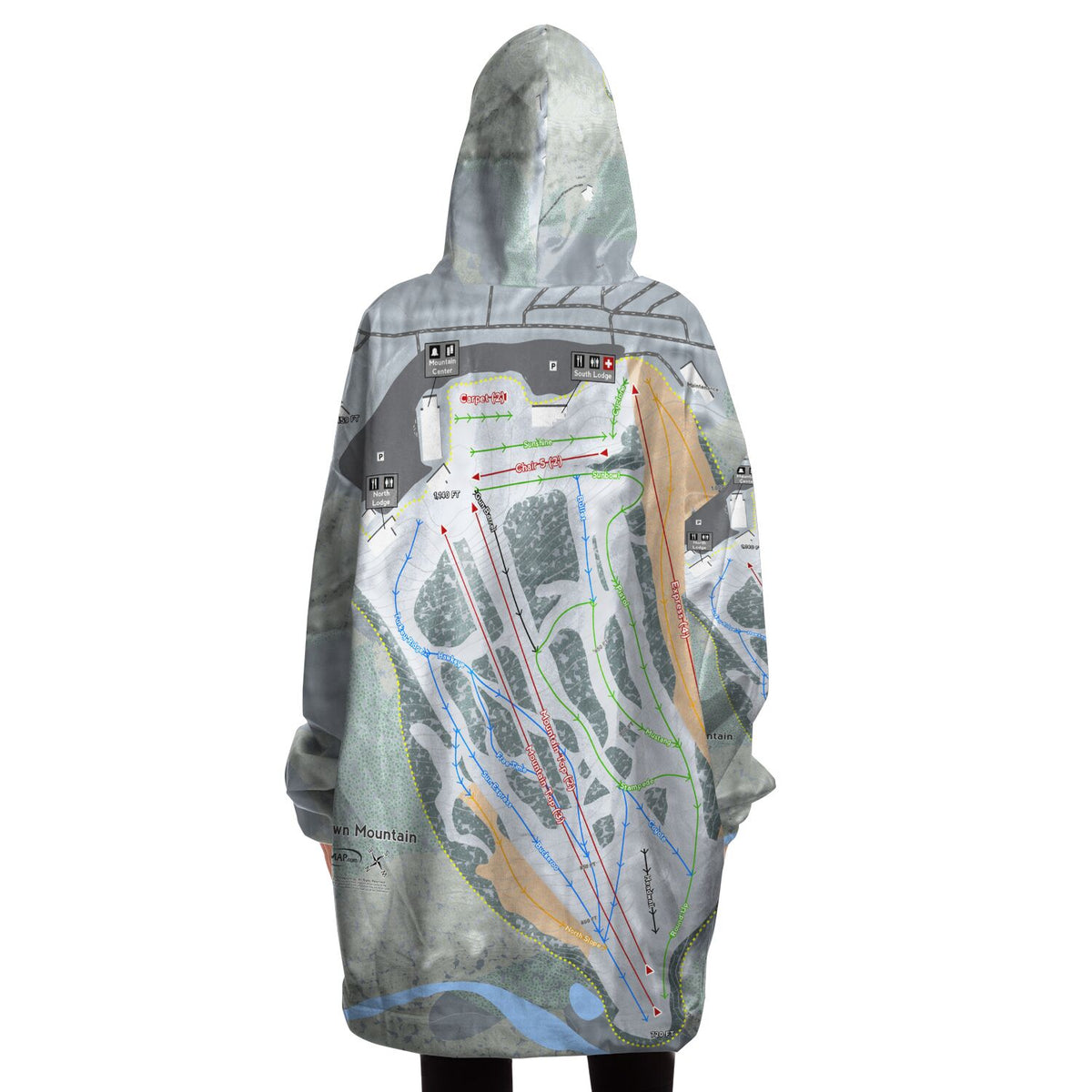 Sundown Mountain, Iowa Ski Trail Map - Snug Hoodie