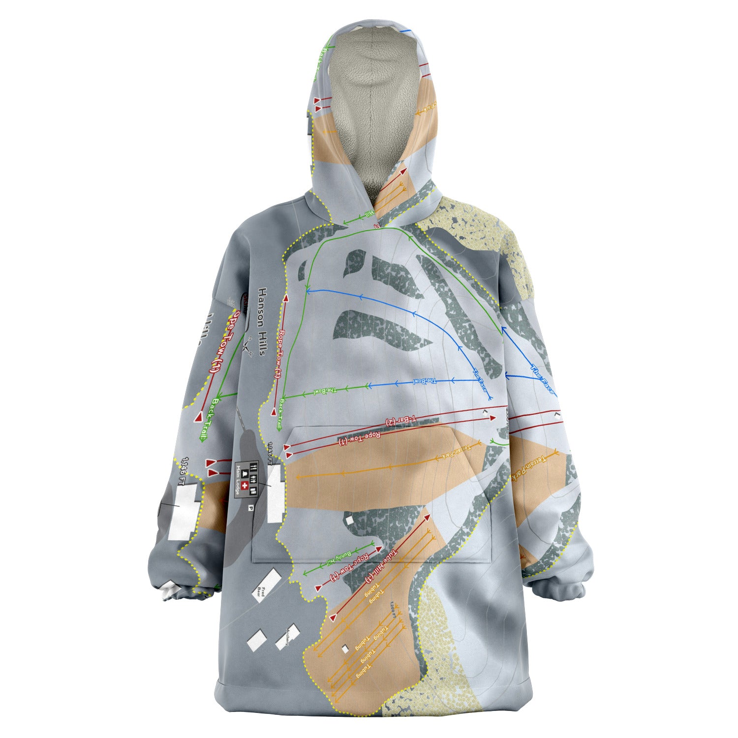 Hanson Hills, Michigan Ski Trail Map Snug Hoodie