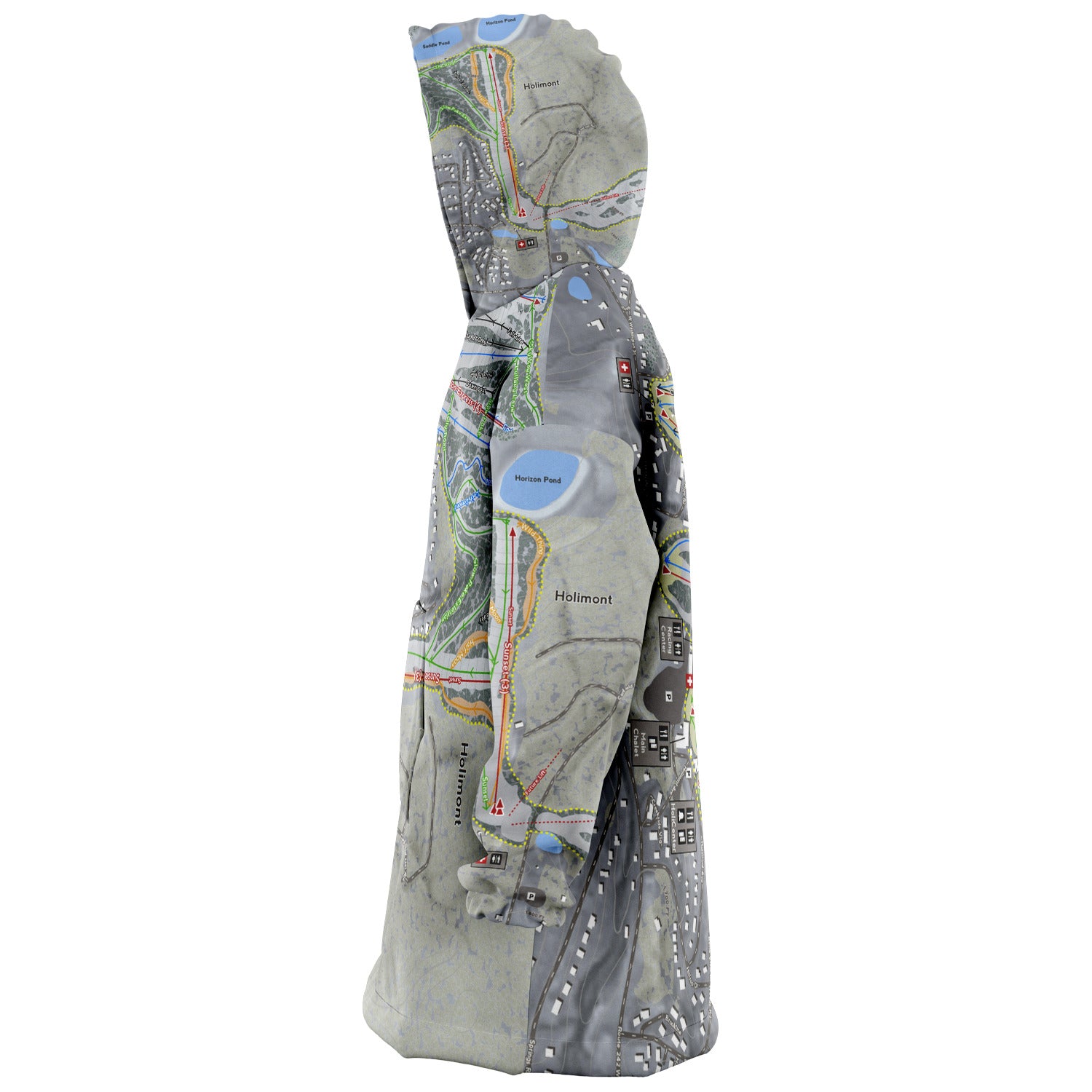 Holimont, New York Ski Trail Map - Snug Hoodie