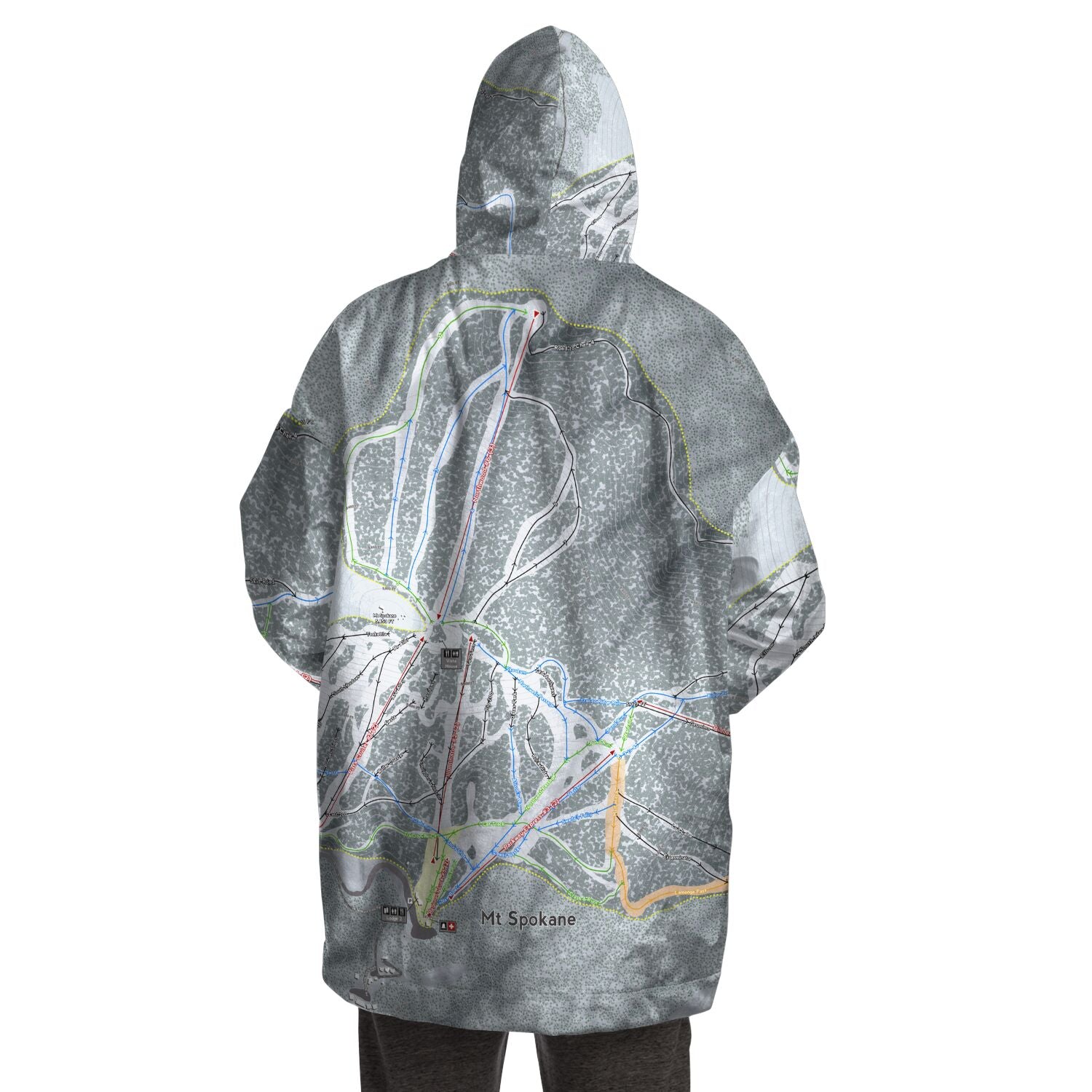 Mt. Spokane, Washington Ski Trail Map - Snug Hoodie