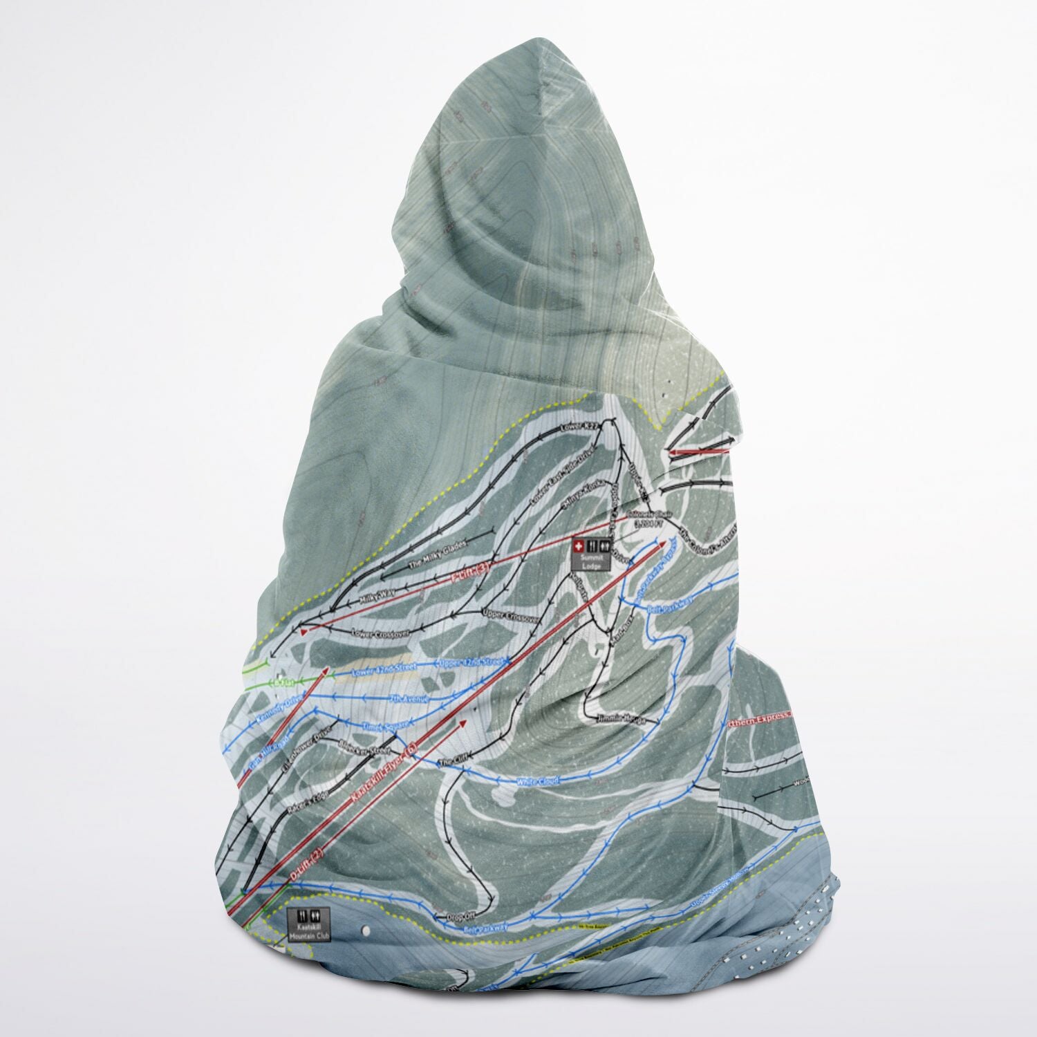 Hunter Mountain, New York Ski Trail Map - Youth Hooded Blanket