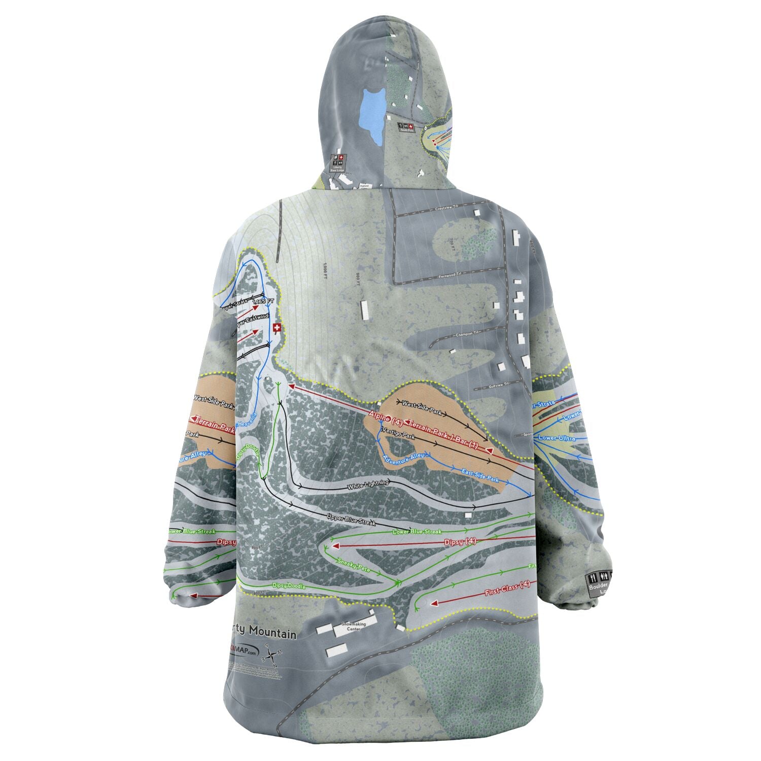 Liberty Mountain, Pennsylvania Ski Trail Map Snug Hoodie