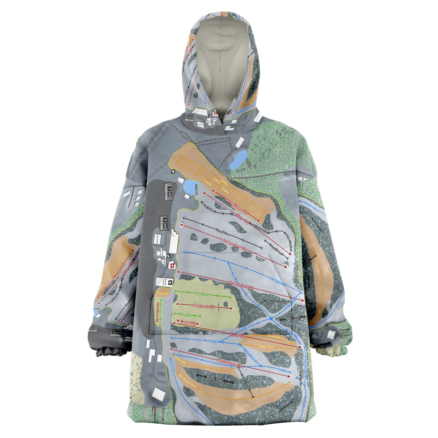 Snow Trails, Ohio Ski Trail Map Snug Hoodie