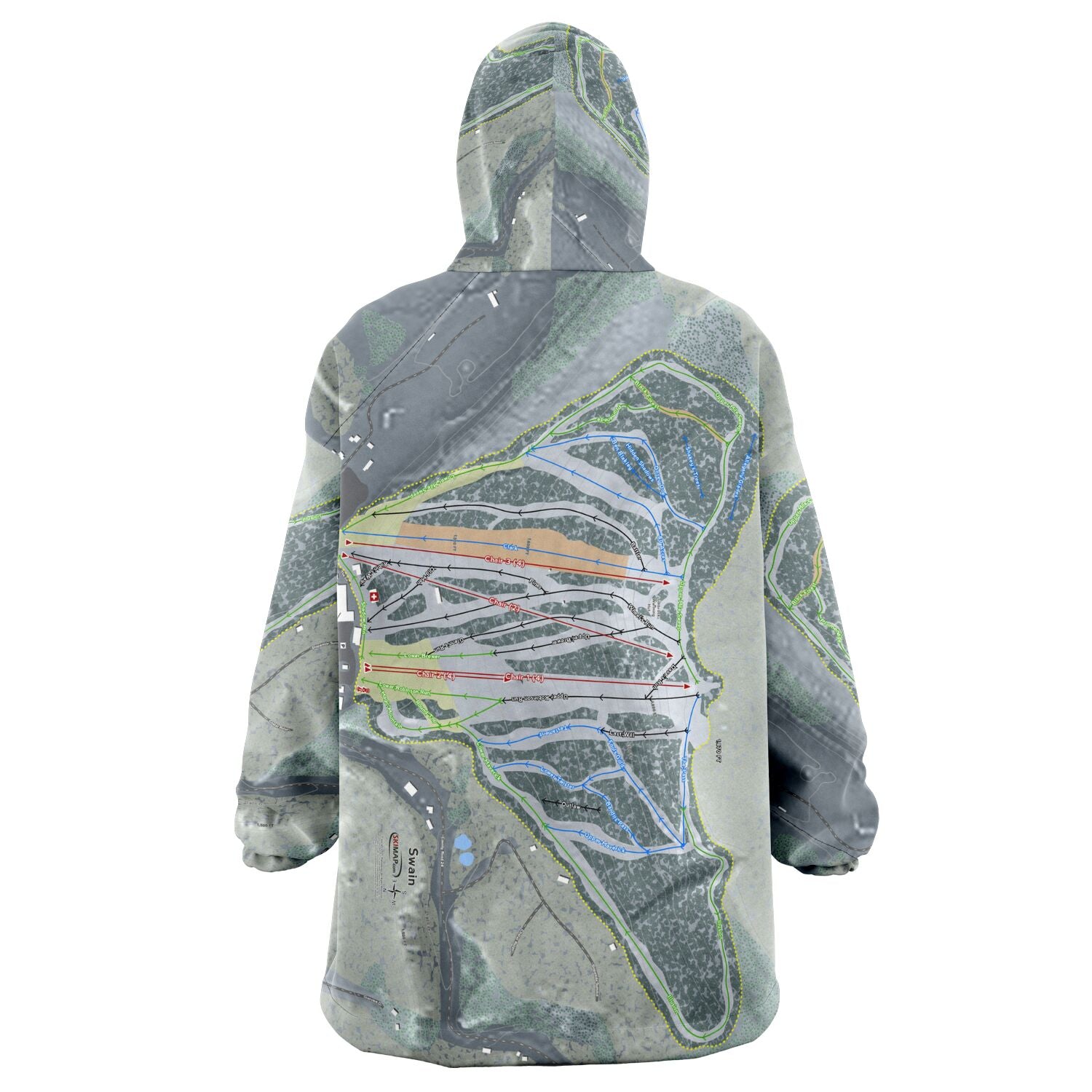 Swain, New York Ski Trail Map Snug Hoodie