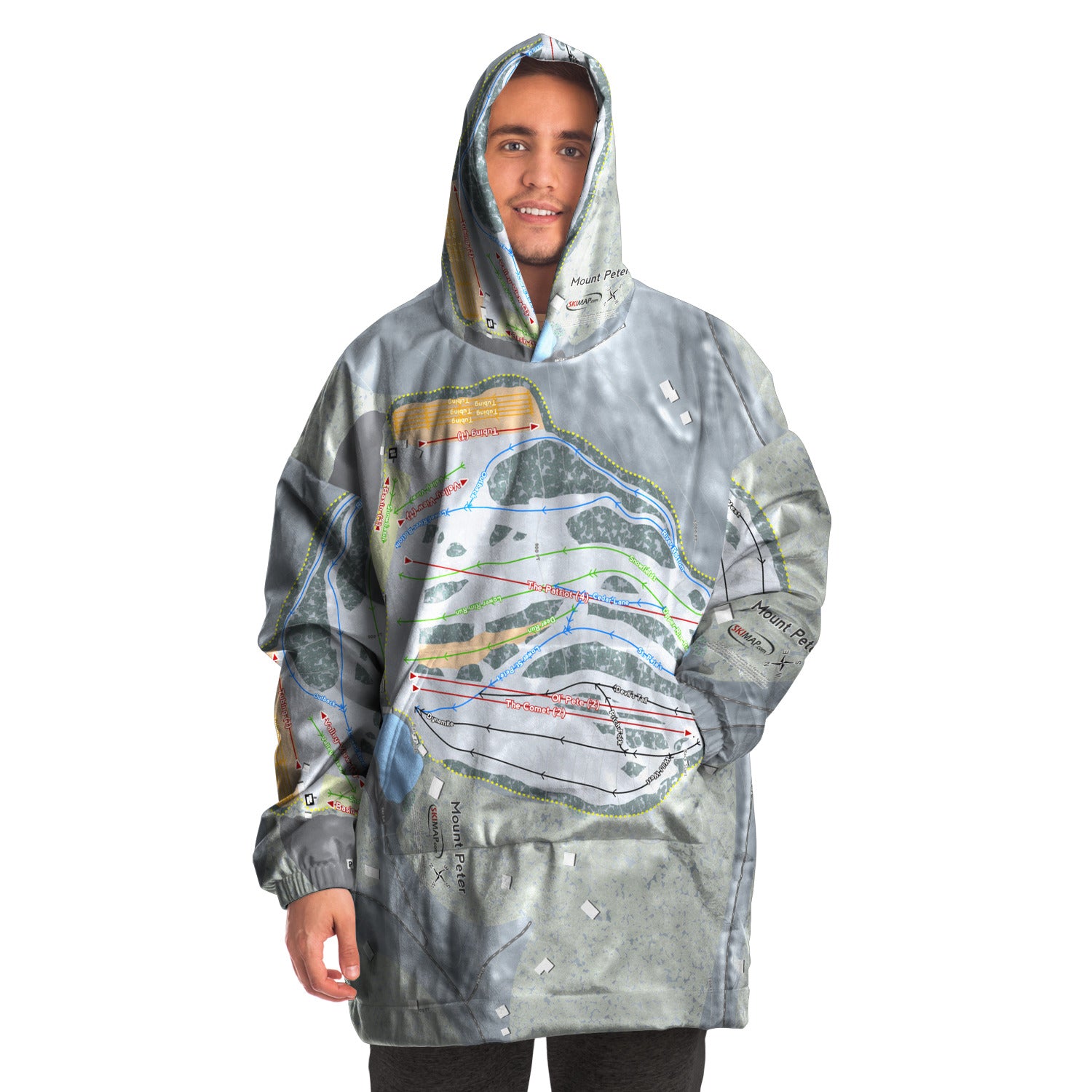 Mount Peter, New York Ski Trail Map Snug Hoodie