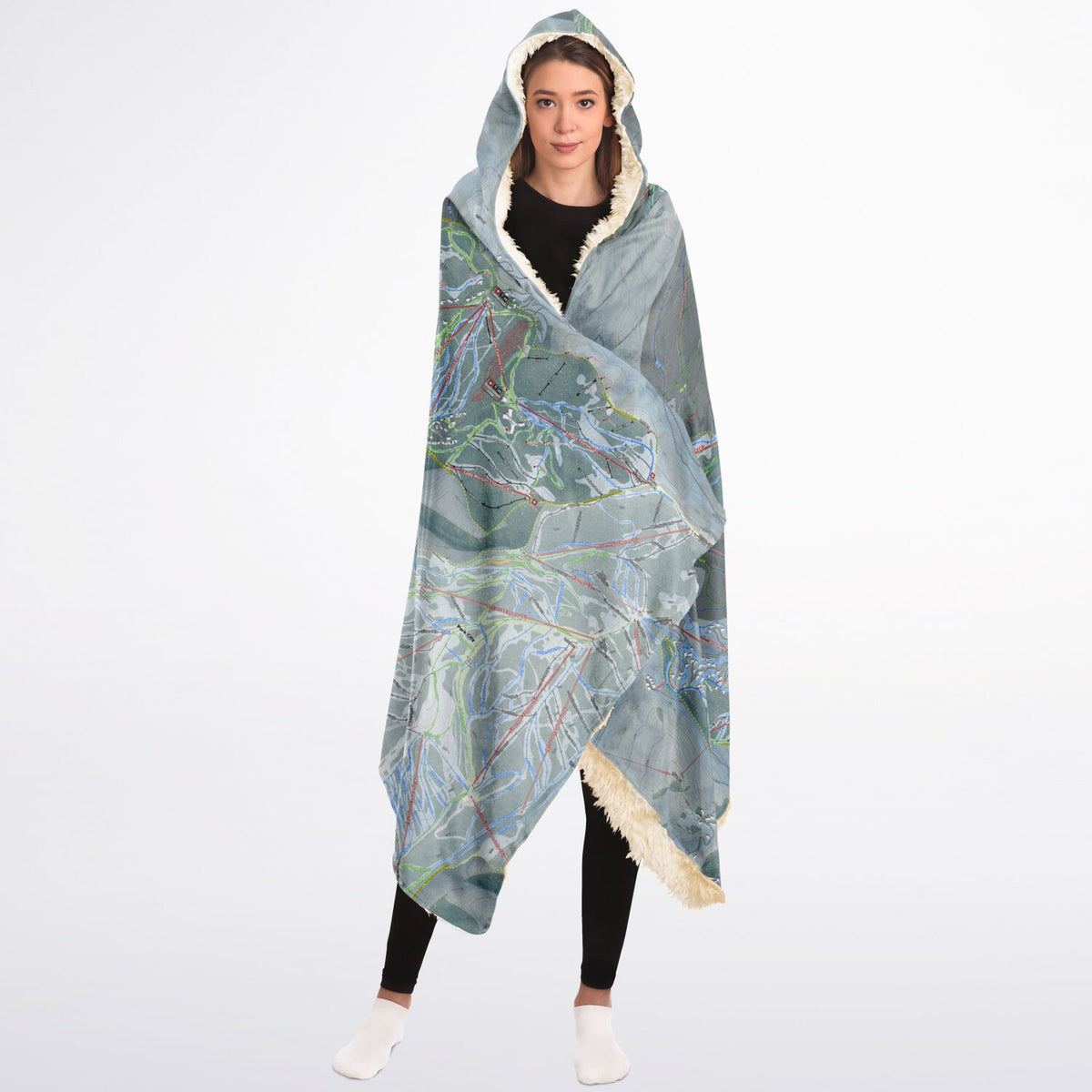 Deer Valley, Utah Ski Trail Map - Adult Hooded Blanket