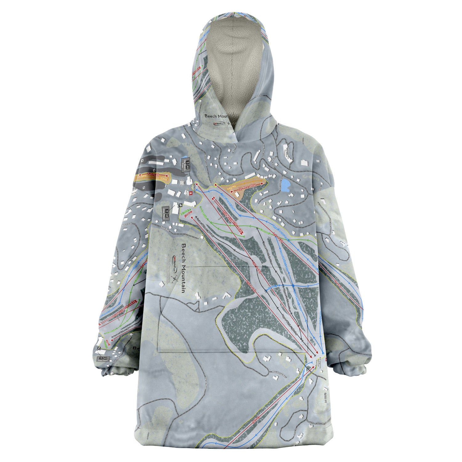 Beech Mountain, North Carolina Ski Trail Map Snug Hoodie