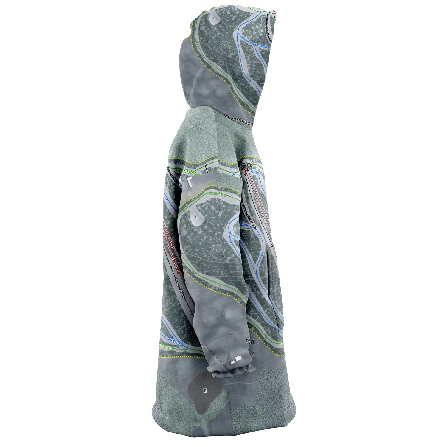 Mt Jefferson, Maine Ski Trail Map - Snug Hoodie