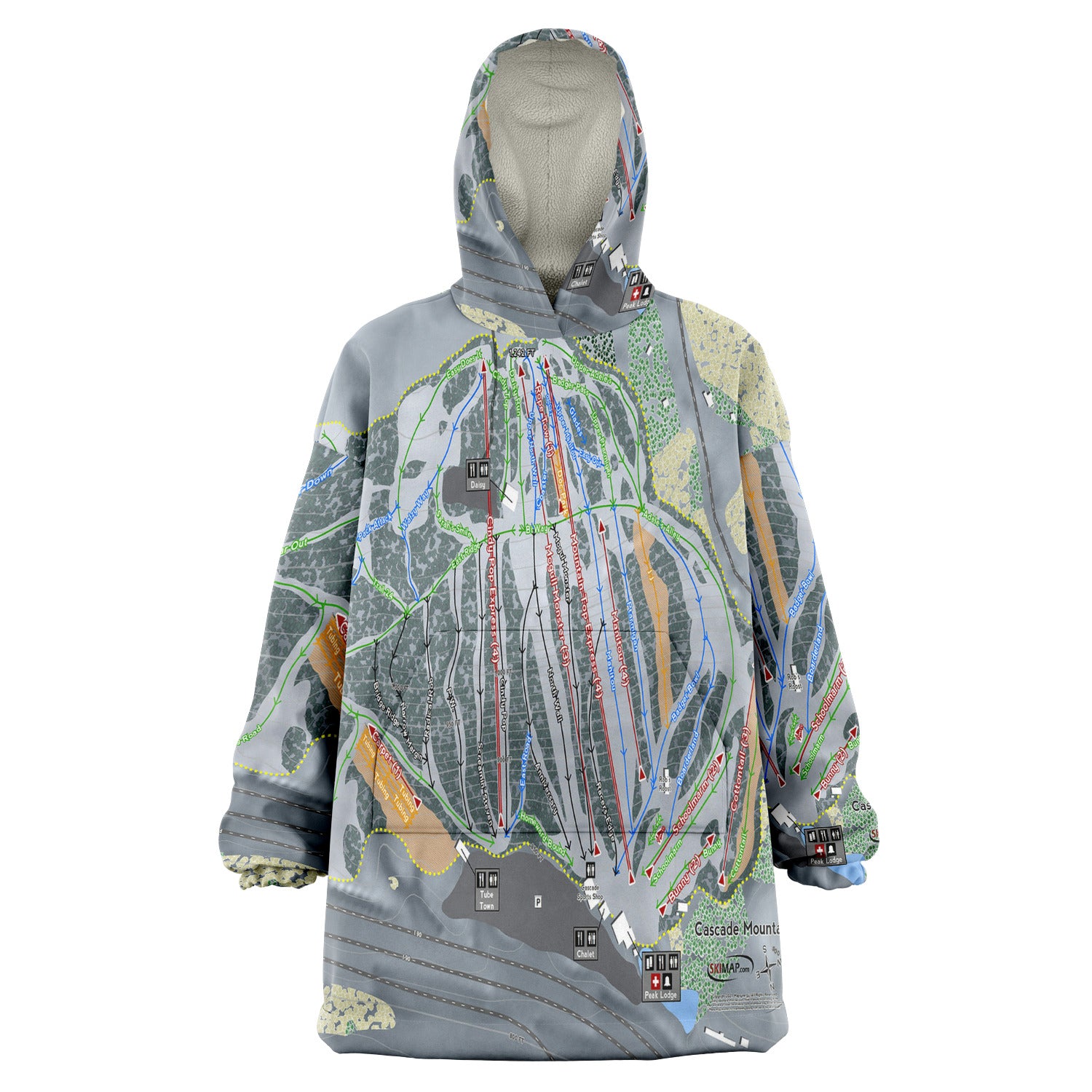 Cascade Mountain, Wisconsin Ski Trail Map - Snug Hoodie