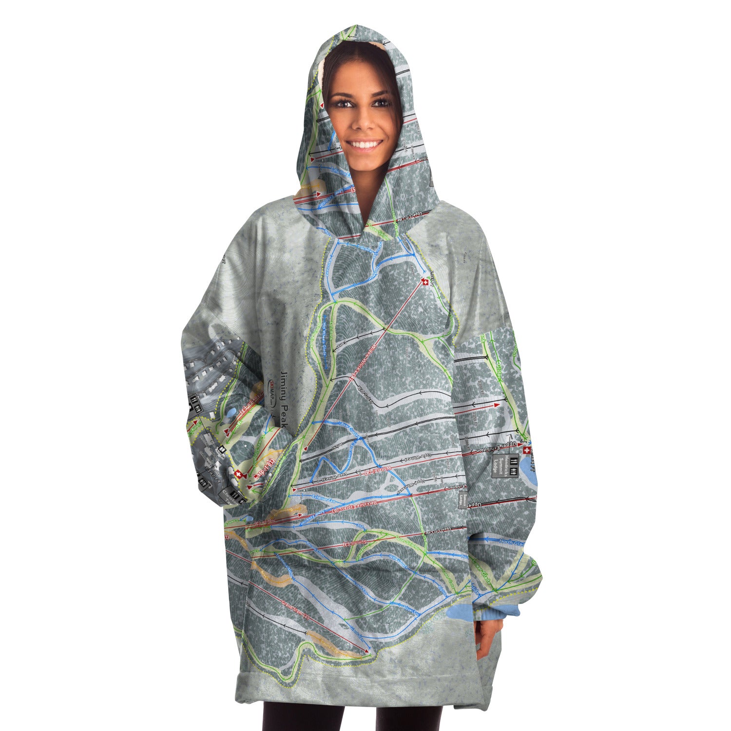 Jiminy Peak, Massachusetts Ski Trail Map Snug Hoodie