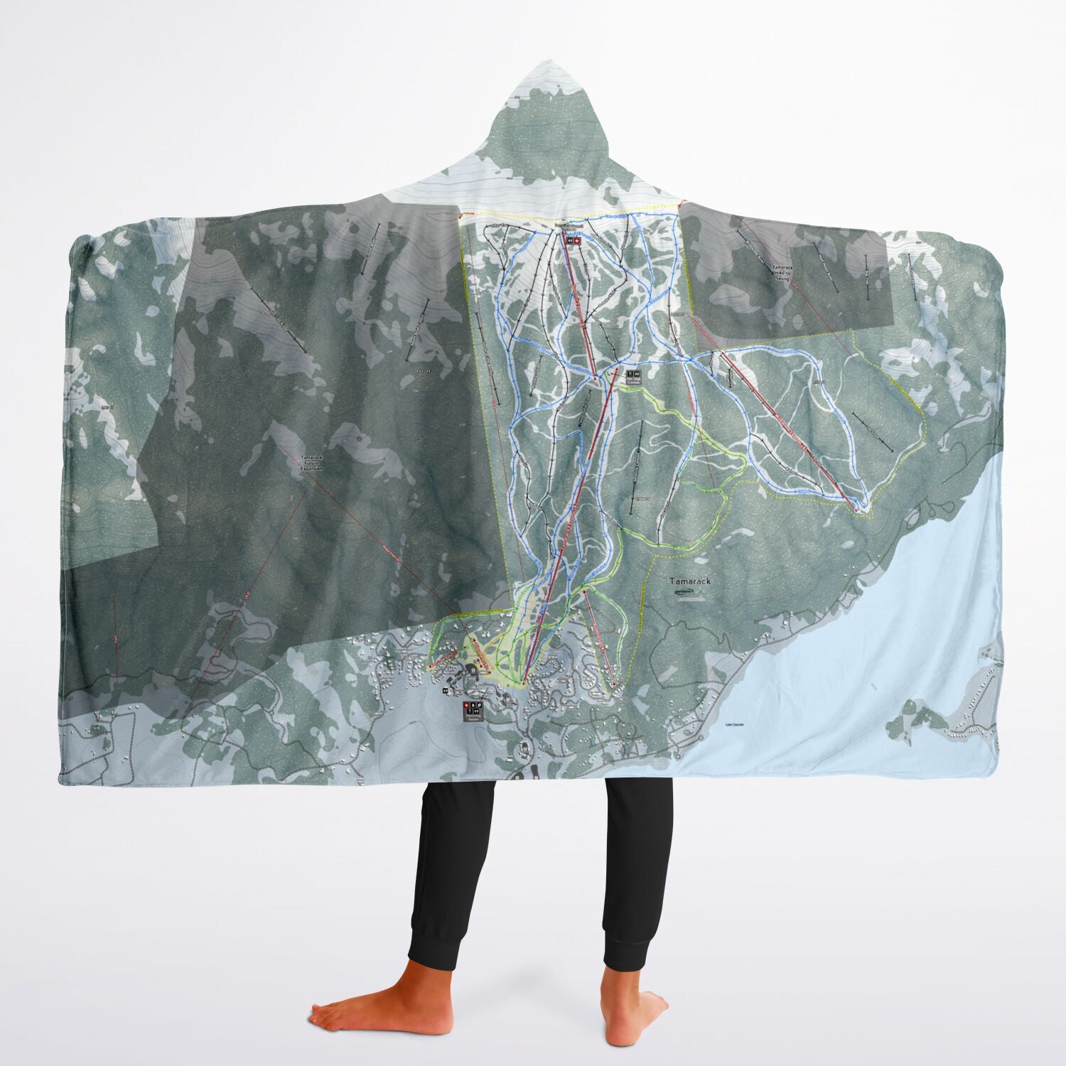 Tamarack, Idaho Ski Trail Map - Youth Hooded Blanket