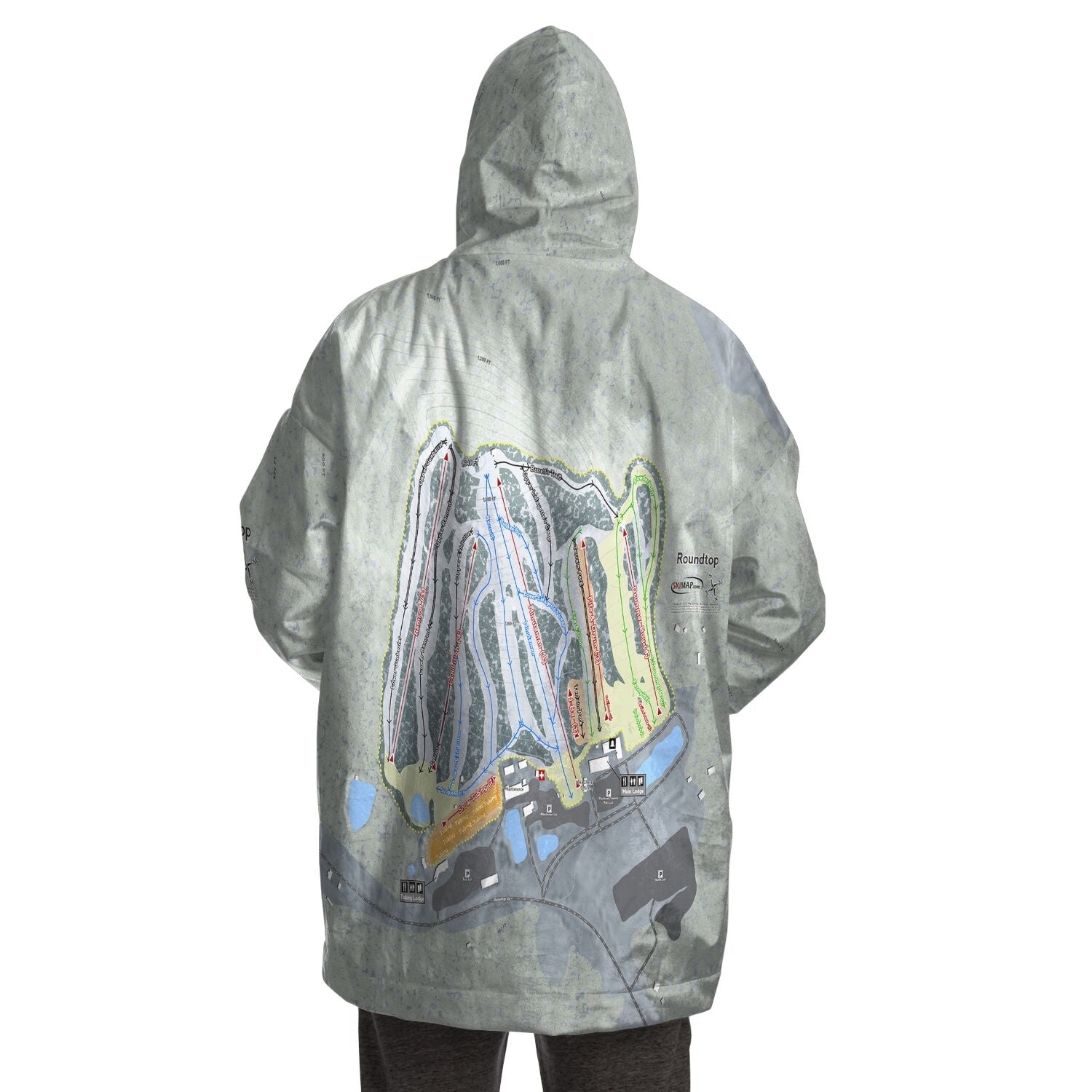 Roundtop, Pennsylvania Ski Trail Map - Snug Hoodie