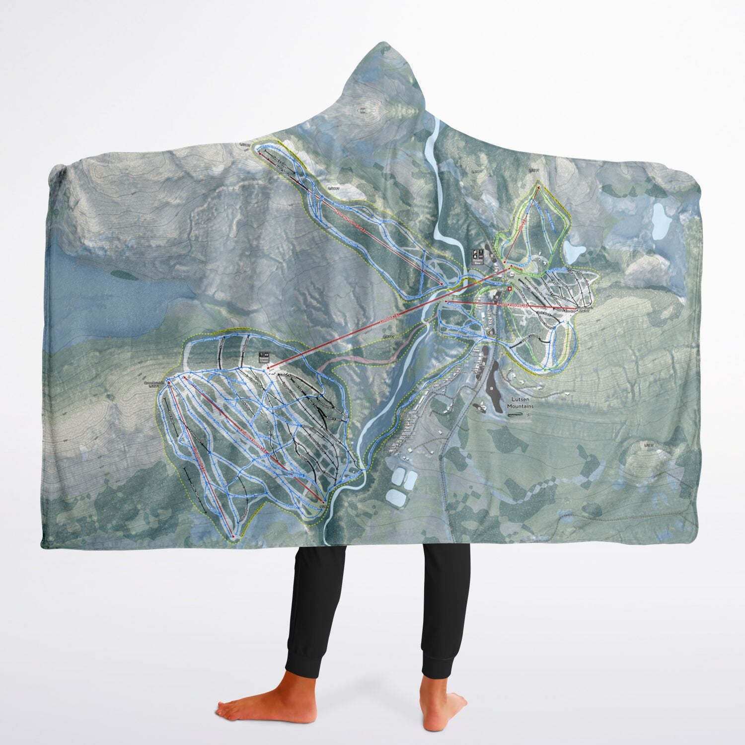 Lutsen Mountains, Minnesota Ski Trail Map - Youth Hooded Blanket