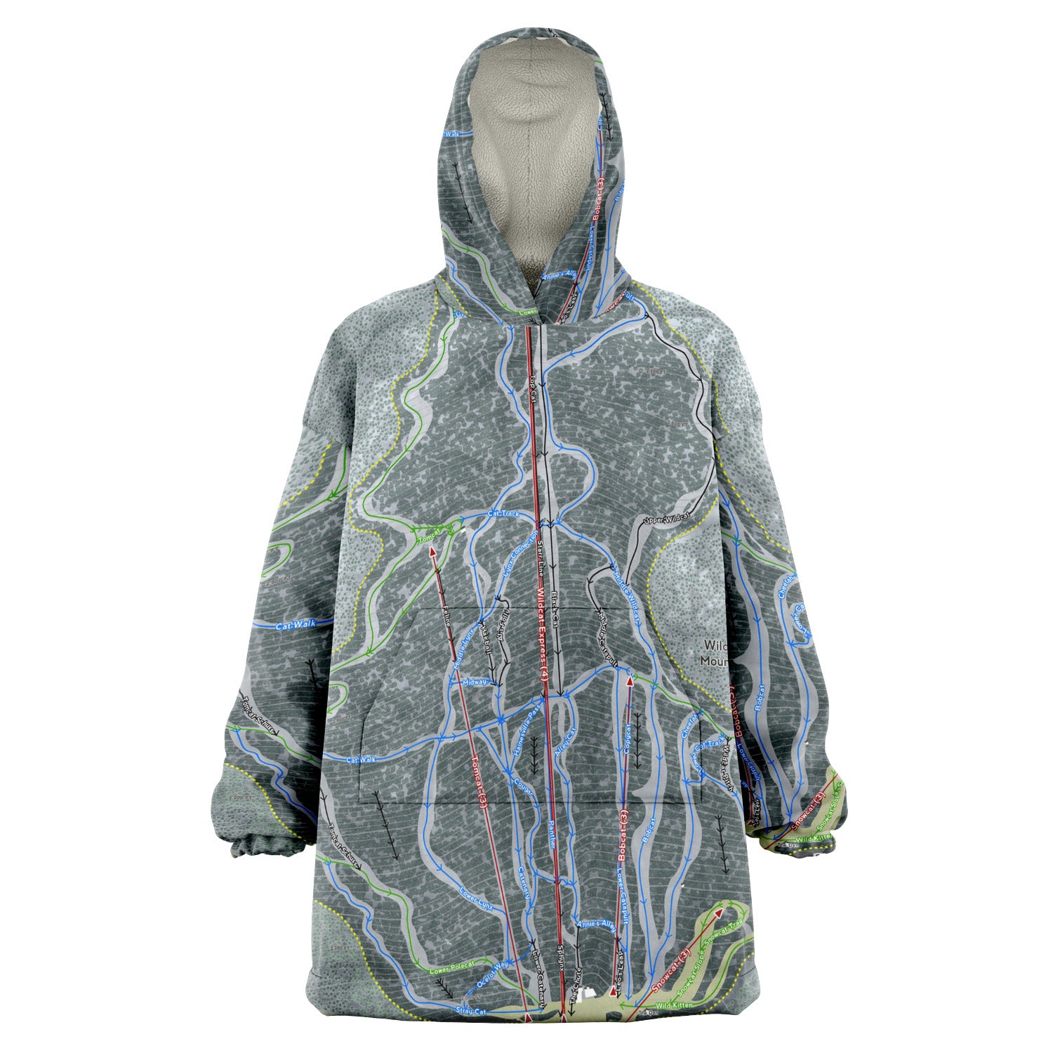 Wildcat Mountain, New Hampshire Ski Trail Map - Snug Hoodie