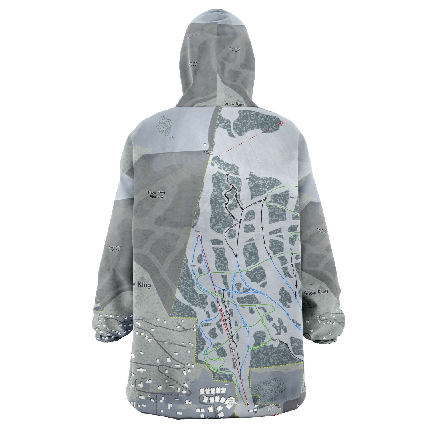 Snow King, Wyoming Ski Trail Map Snug Hoodie