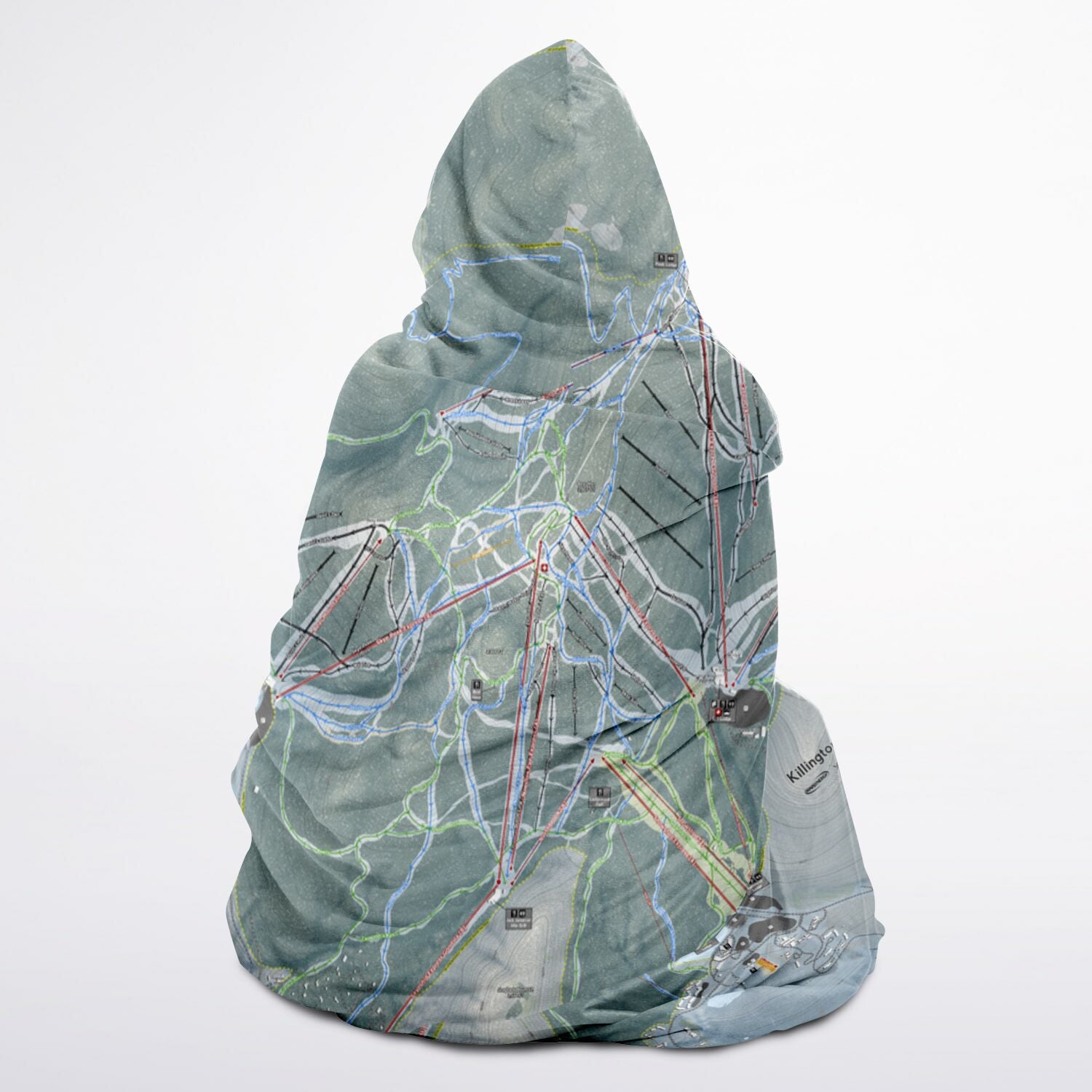 Killington, Vermont Ski Trail Map - Youth Hooded Blanket