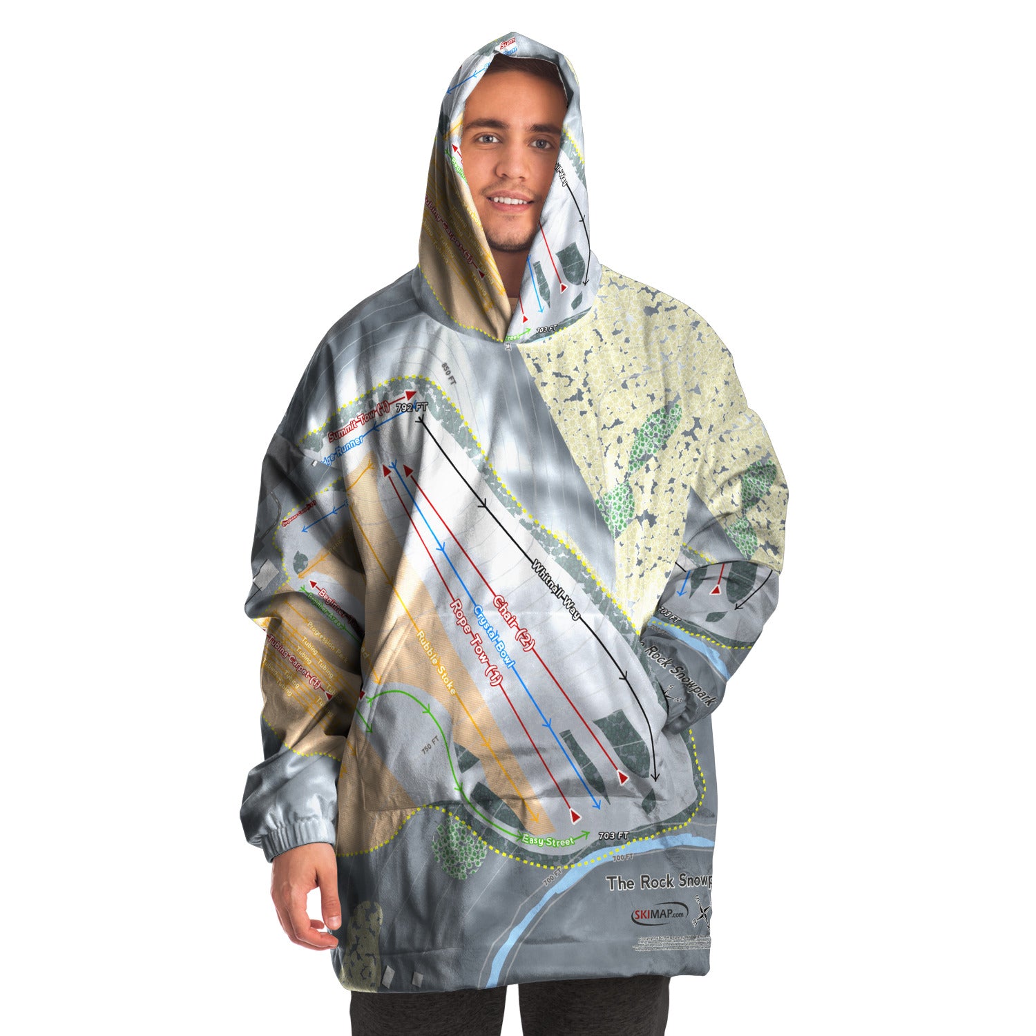 The Rock Snowpark, Wisconsin Ski Trail Map - Snug Hoodie