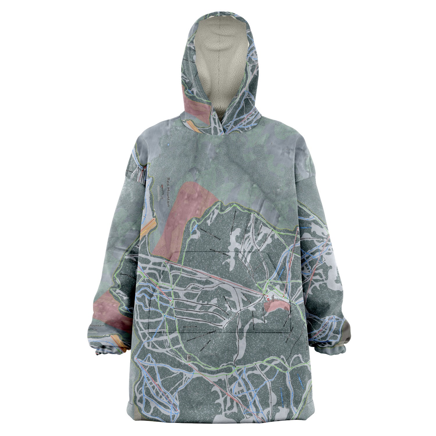 Red Mountain, British Columbia Ski Trail Map Snug Hoodie