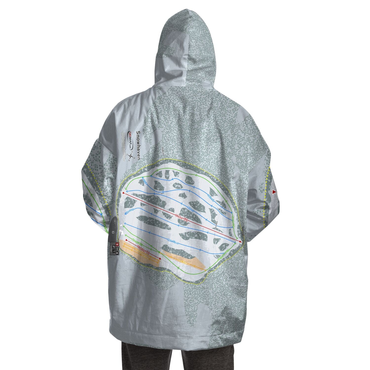 Snowhaven, Idaho Ski Trail Map Snug Hoodie