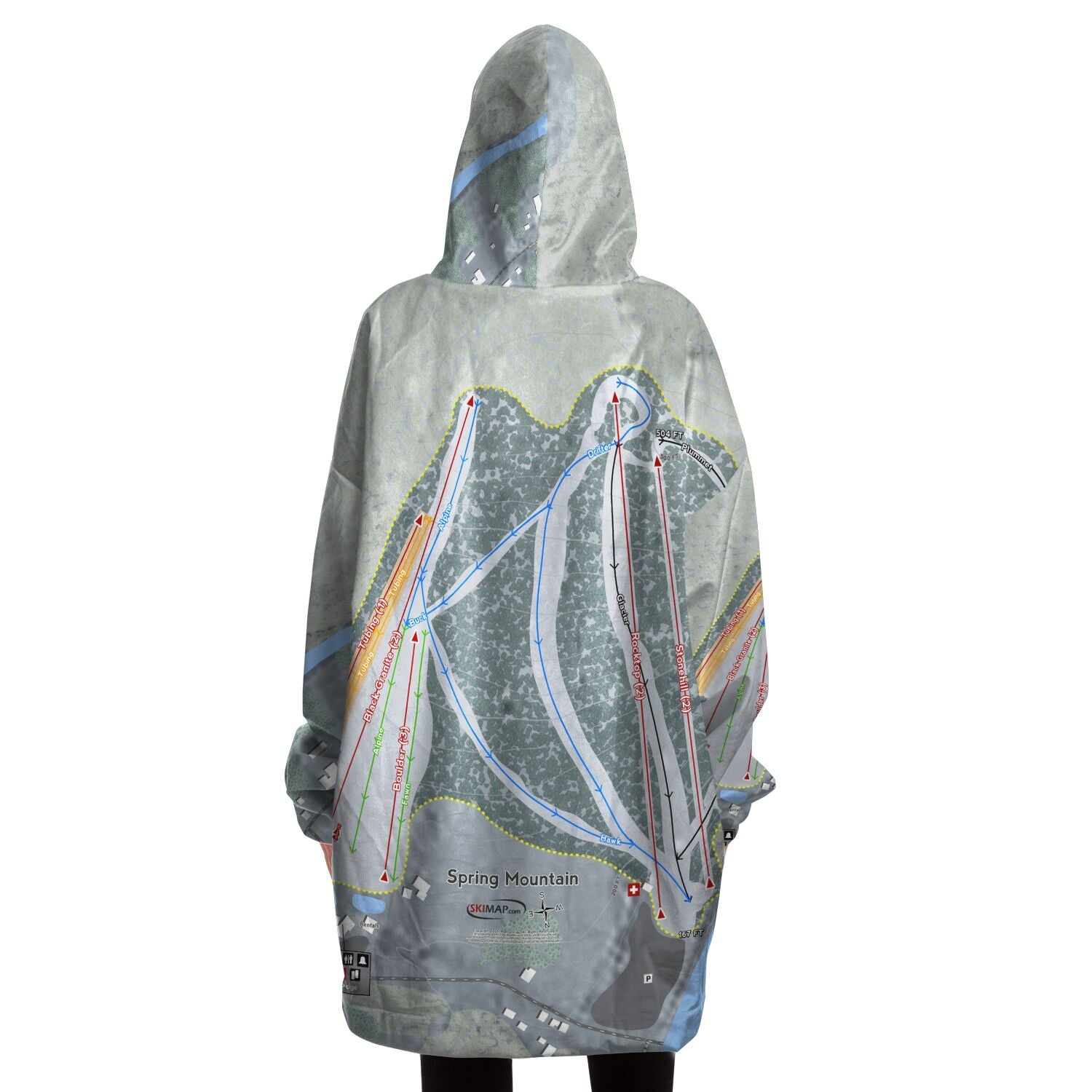 Spring Mountain, Pennsylvania Ski Trail Map Snug Hoodie