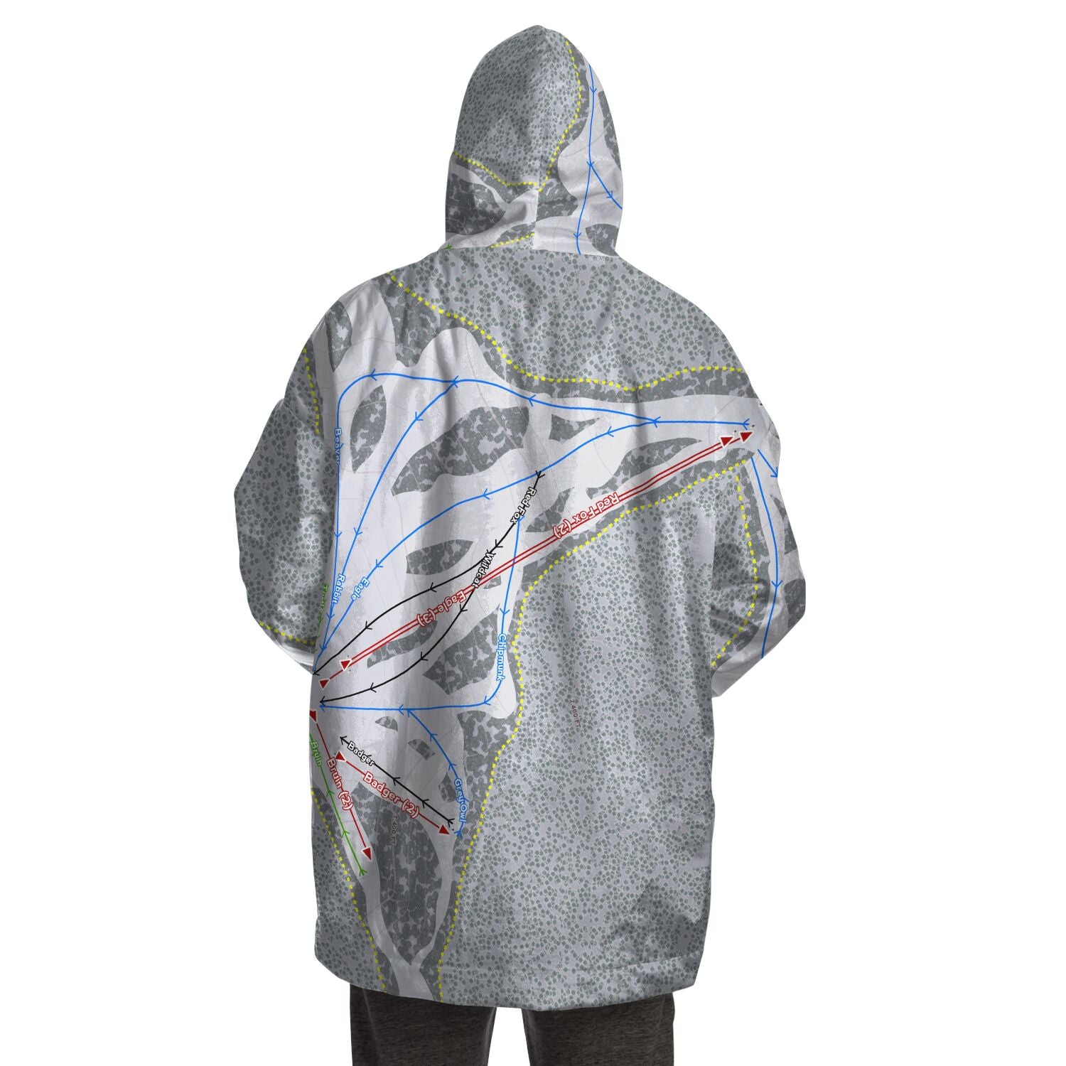 Badger Pass, California Ski Trail Map - Snug Hoodie