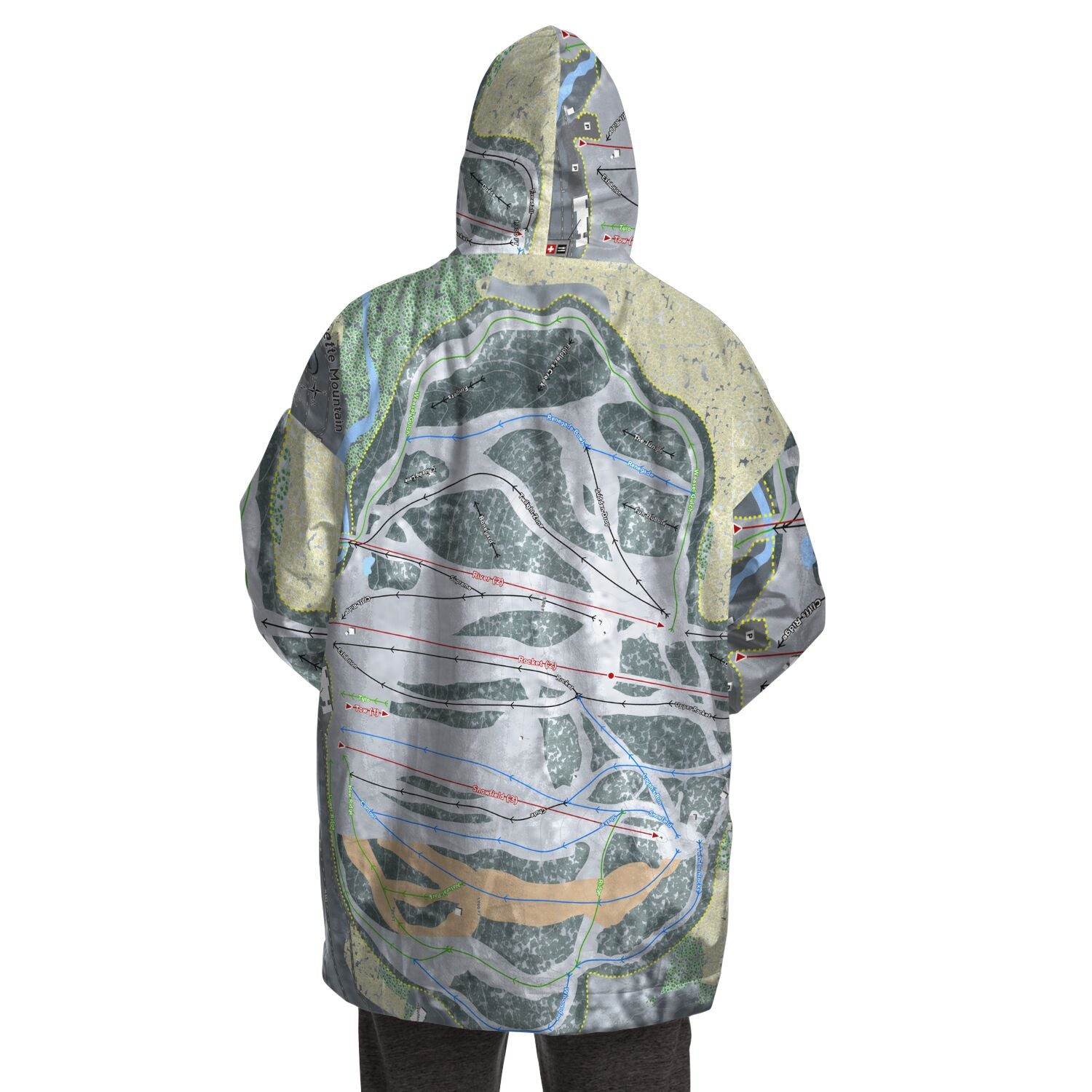 Marquette Mountain, Michigan Ski Trail Map Snug Hoodie