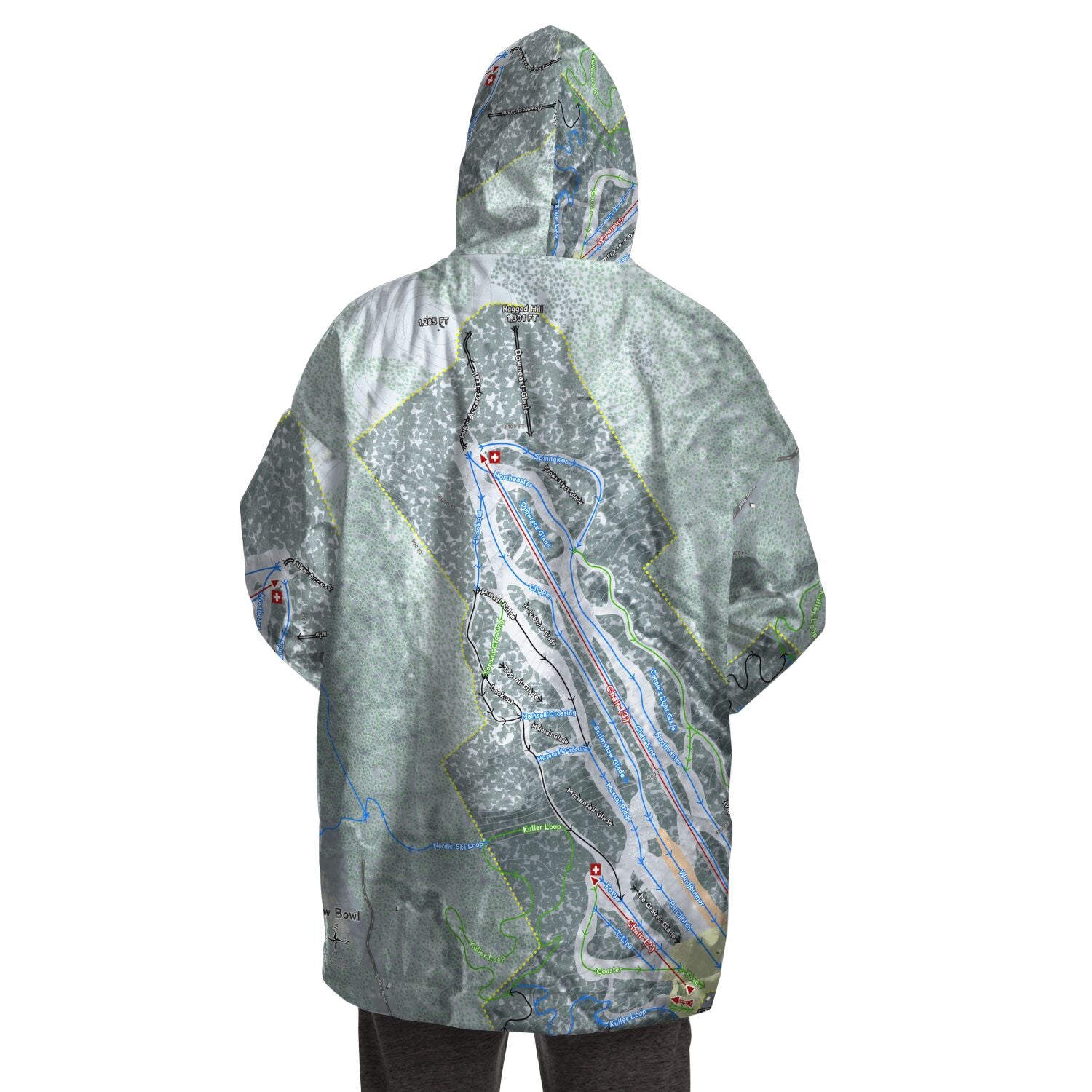 Camden Snow Bowl, Maine Ski Trail Map - Snug Hoodie