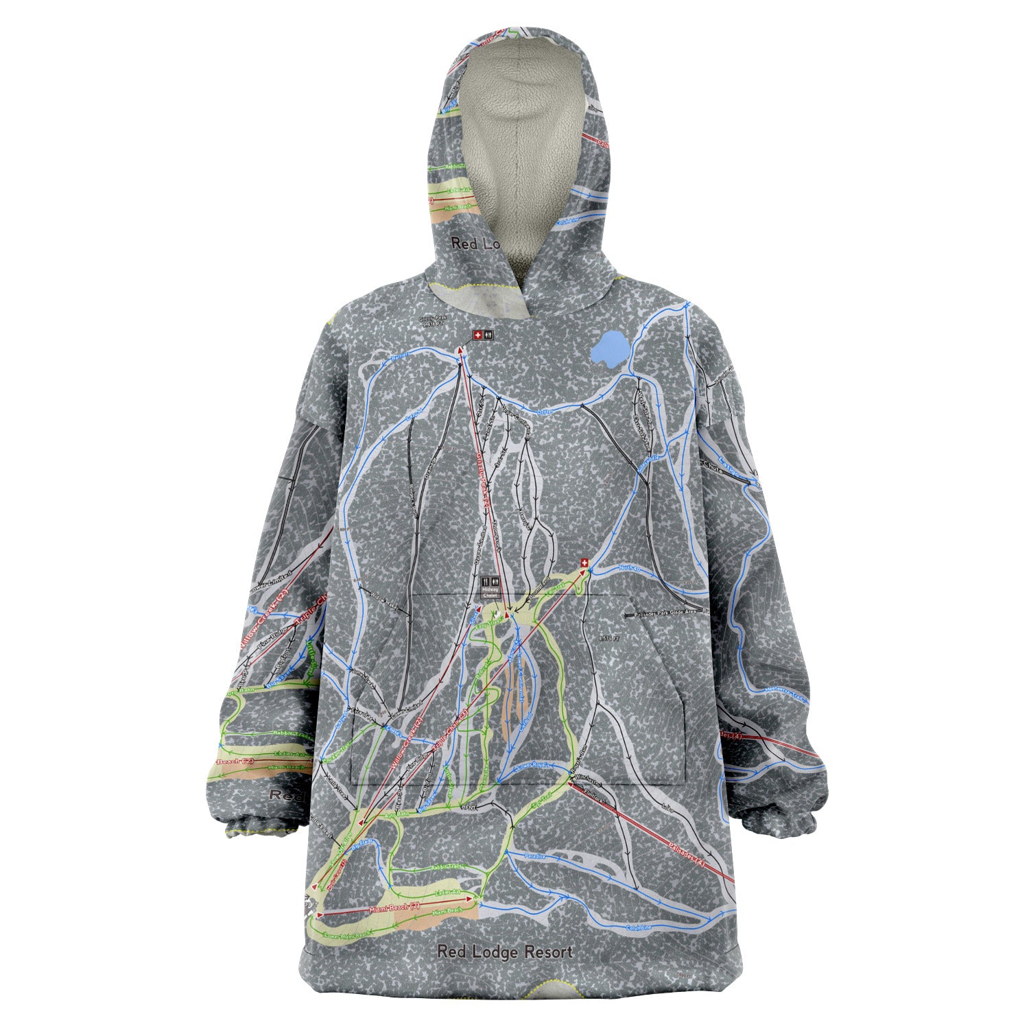 Red Lodge, Montana Ski Trail Map - Snug Hoodie