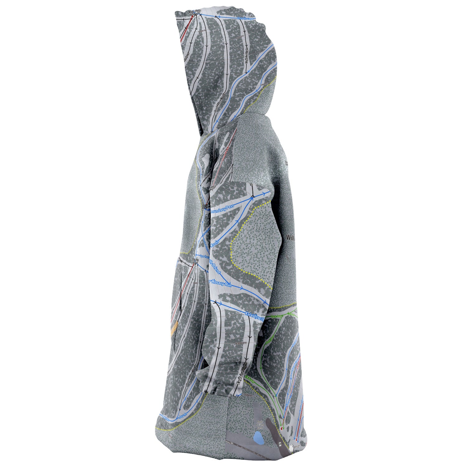 Willamette Pass, Oregon Ski Trail Map Snug Hoodie