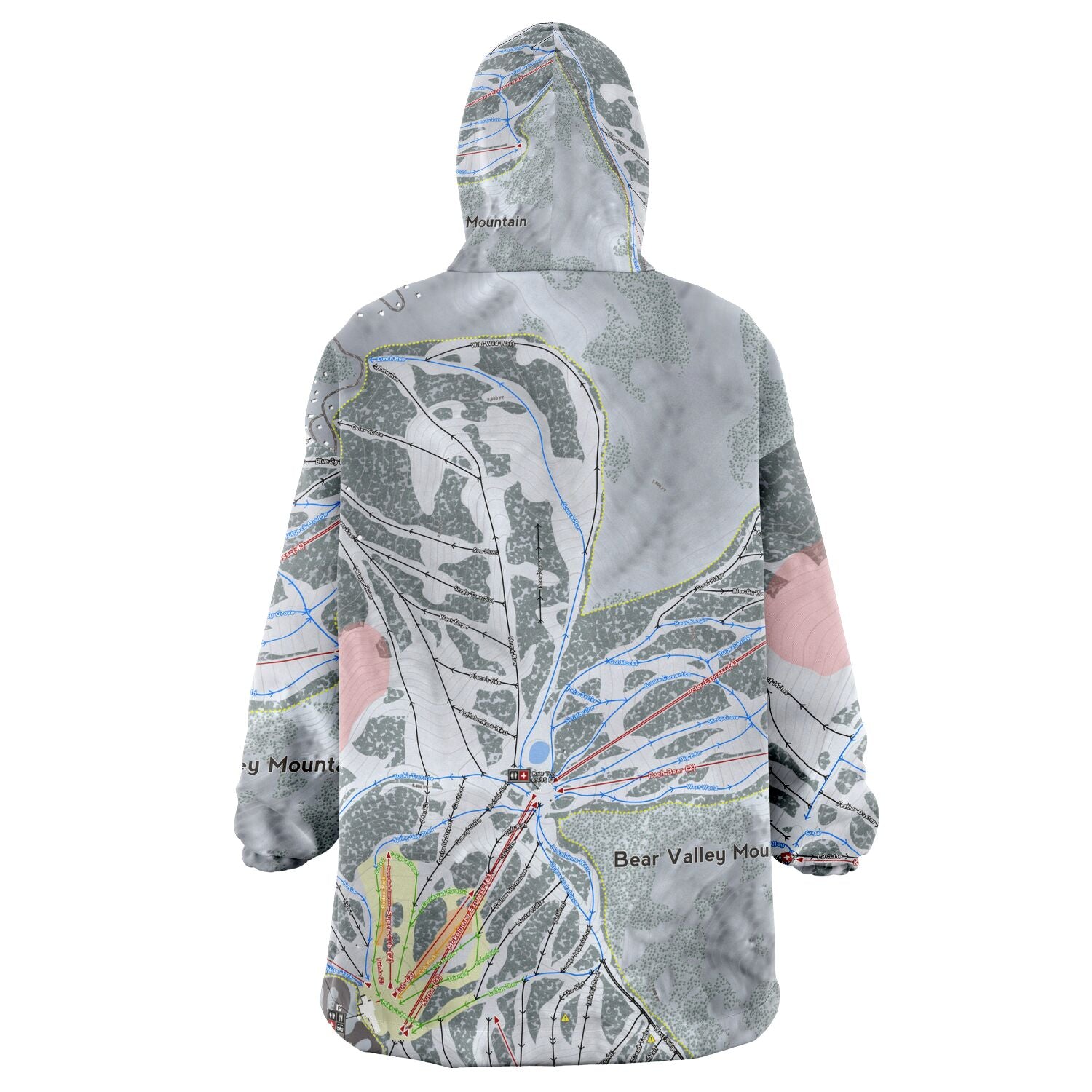 Bear Valley Mountain, California Ski Trail Map - Snug Hoodie