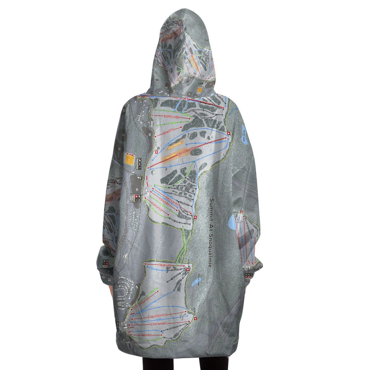 Summit At Snoqualmie, Washington Ski Trail Map - Snug Hoodie