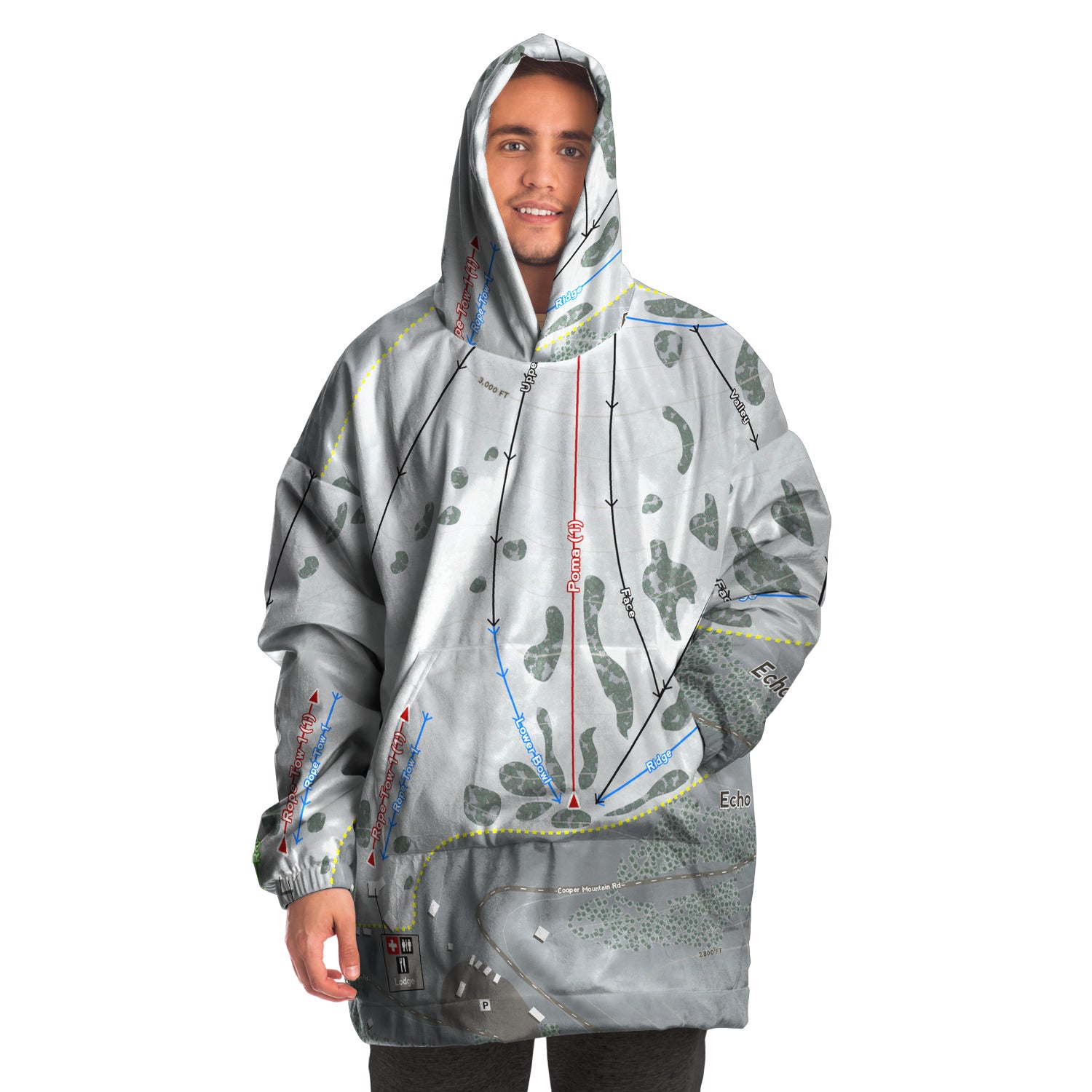 Echo Valley, Washington Ski Trail Map Snug Hoodie