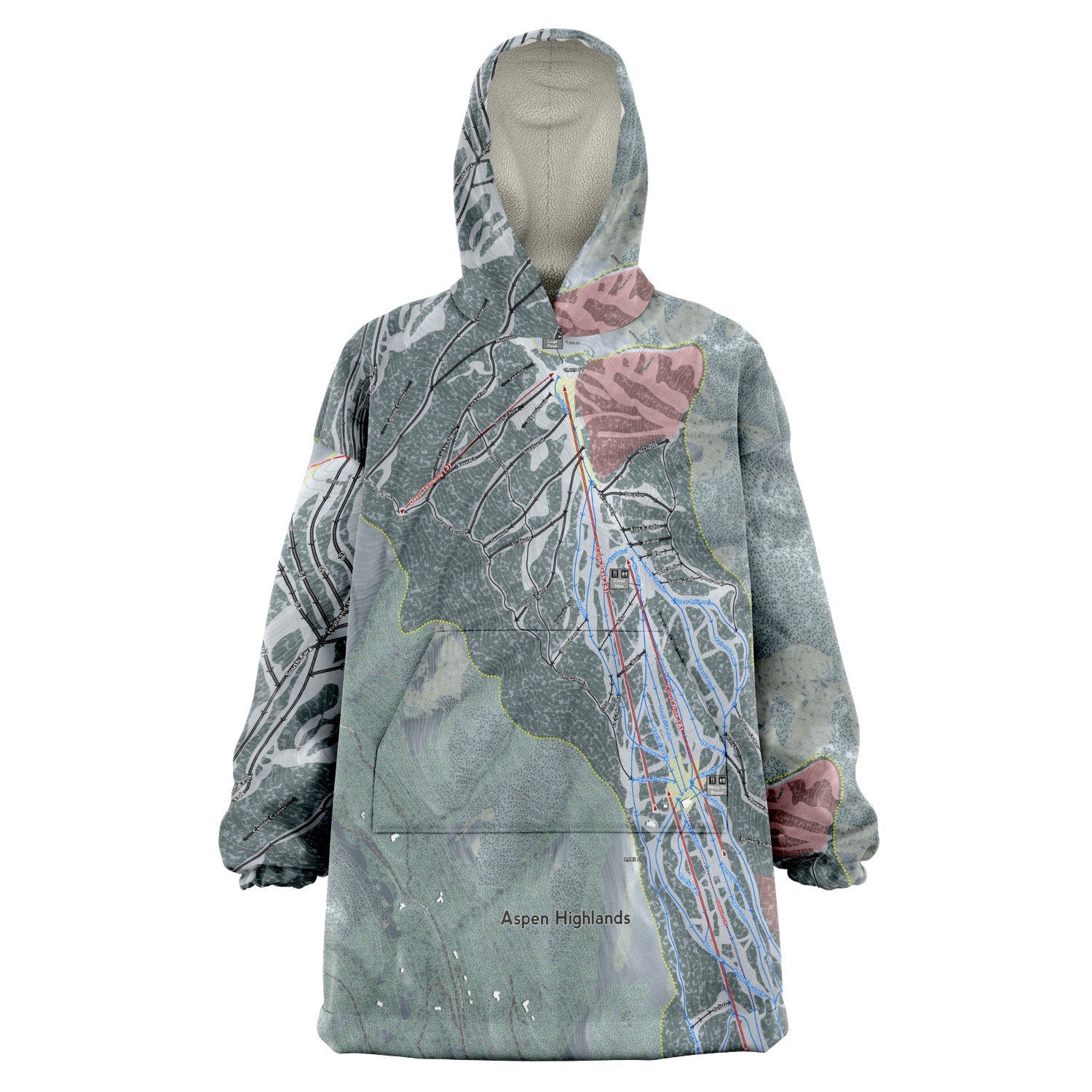 Aspen Highlands, Colorado Ski Trail Map - Snug Hoodie