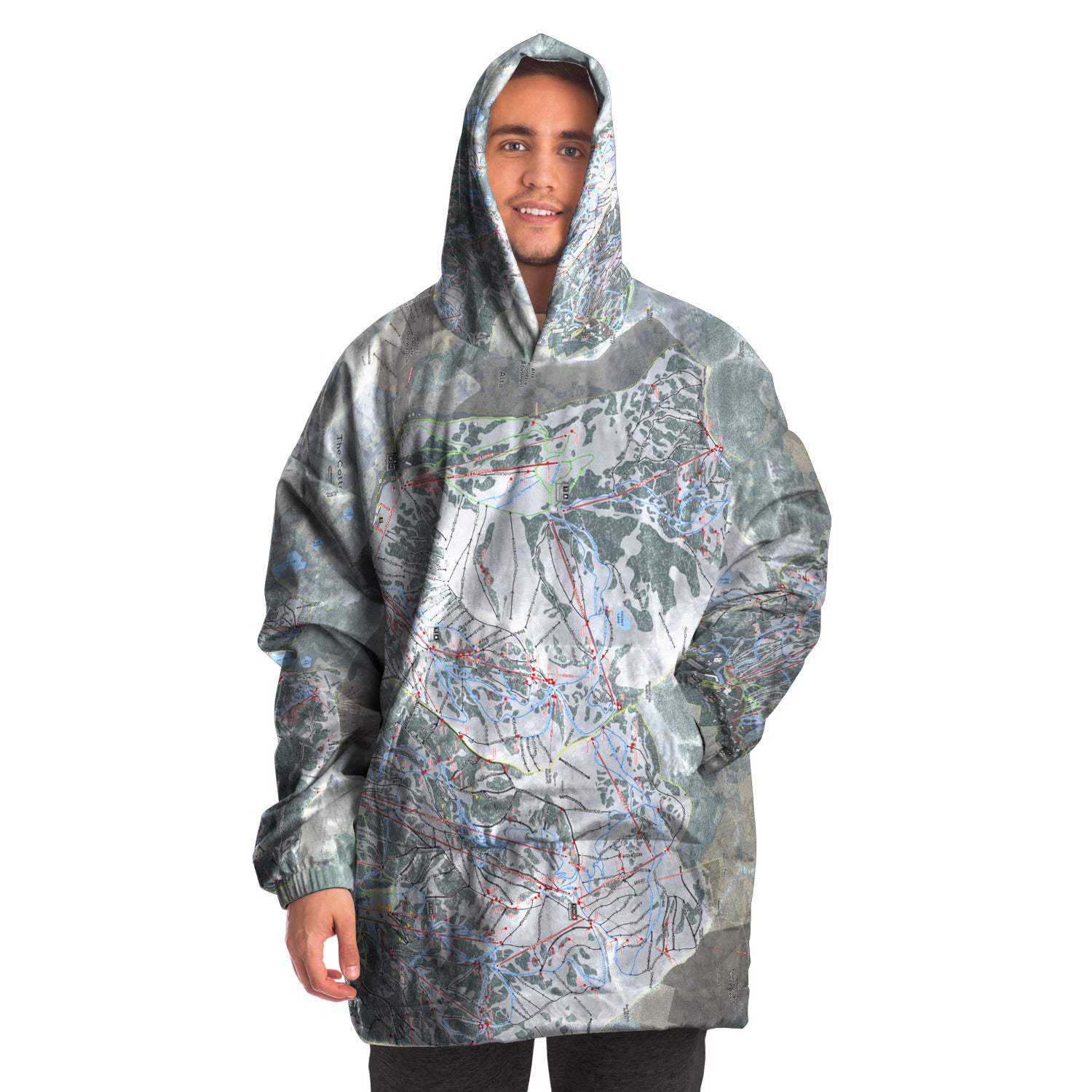 The Cottonwoods, Utah Ski Trail Map - Snug Hoodie