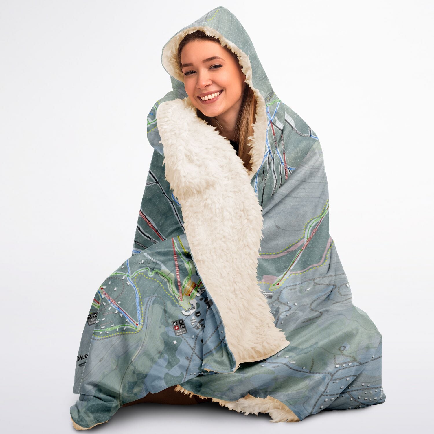 Okemo, Vermont Ski Trail Map - Adult Hooded Blanket