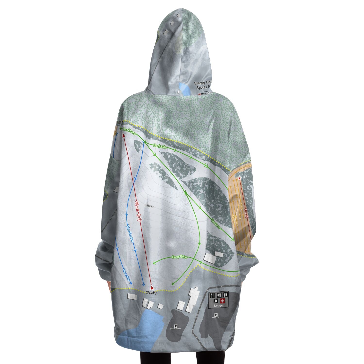 Sleepy Hollow Sports Park, Iowa Ski Trail Map - Snug Hoodie