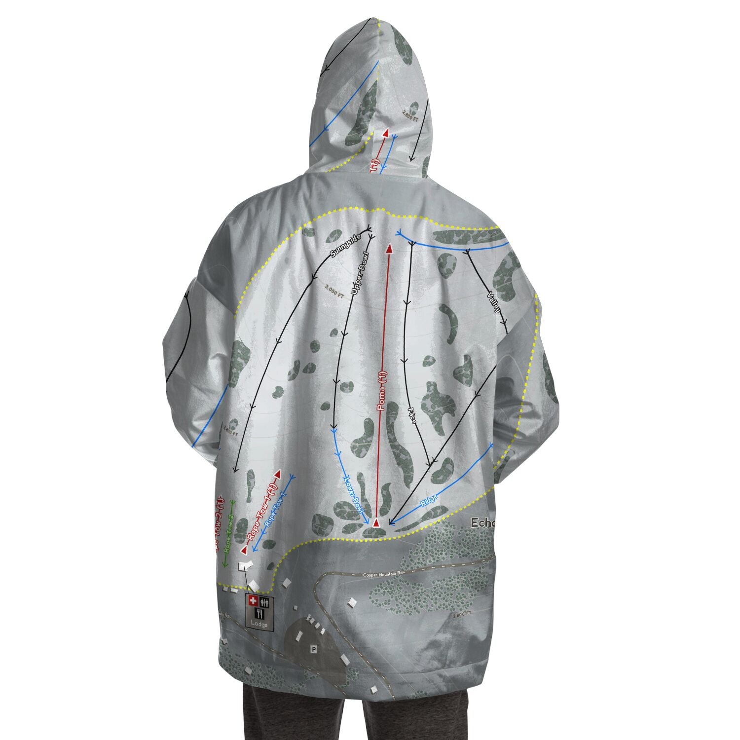 Echo Valley, Washington Ski Trail Map Snug Hoodie