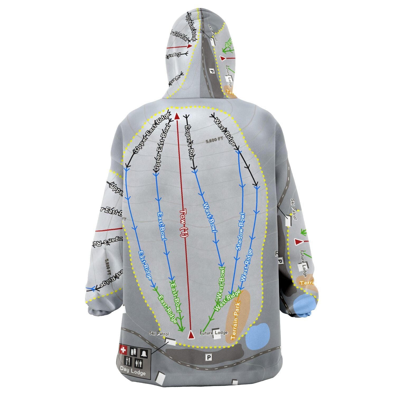 Rotarun, Idaho Ski Trail Map Snug Hoodie