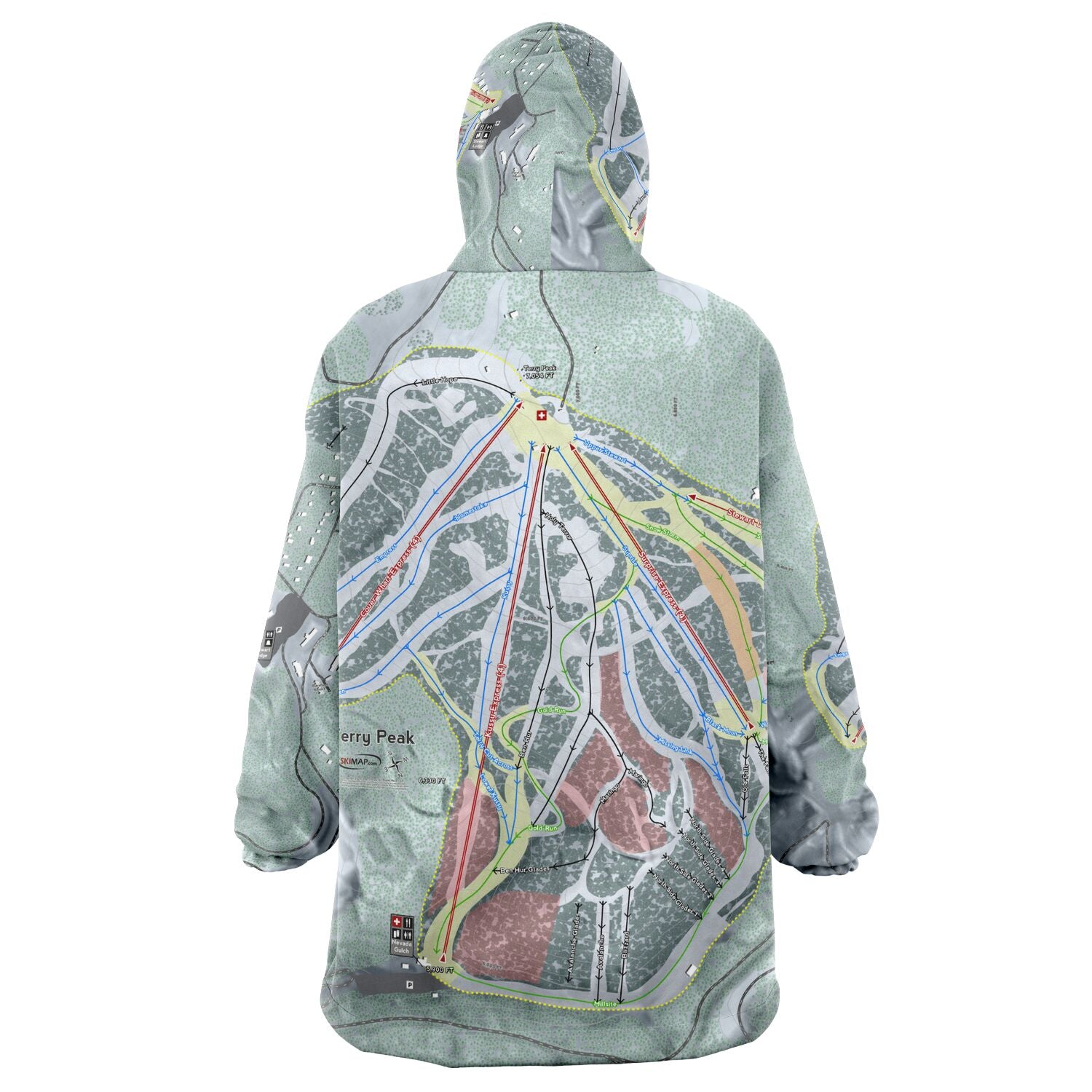 Terry Peak, South Dakota Ski Trail Map - Snug Hoodie