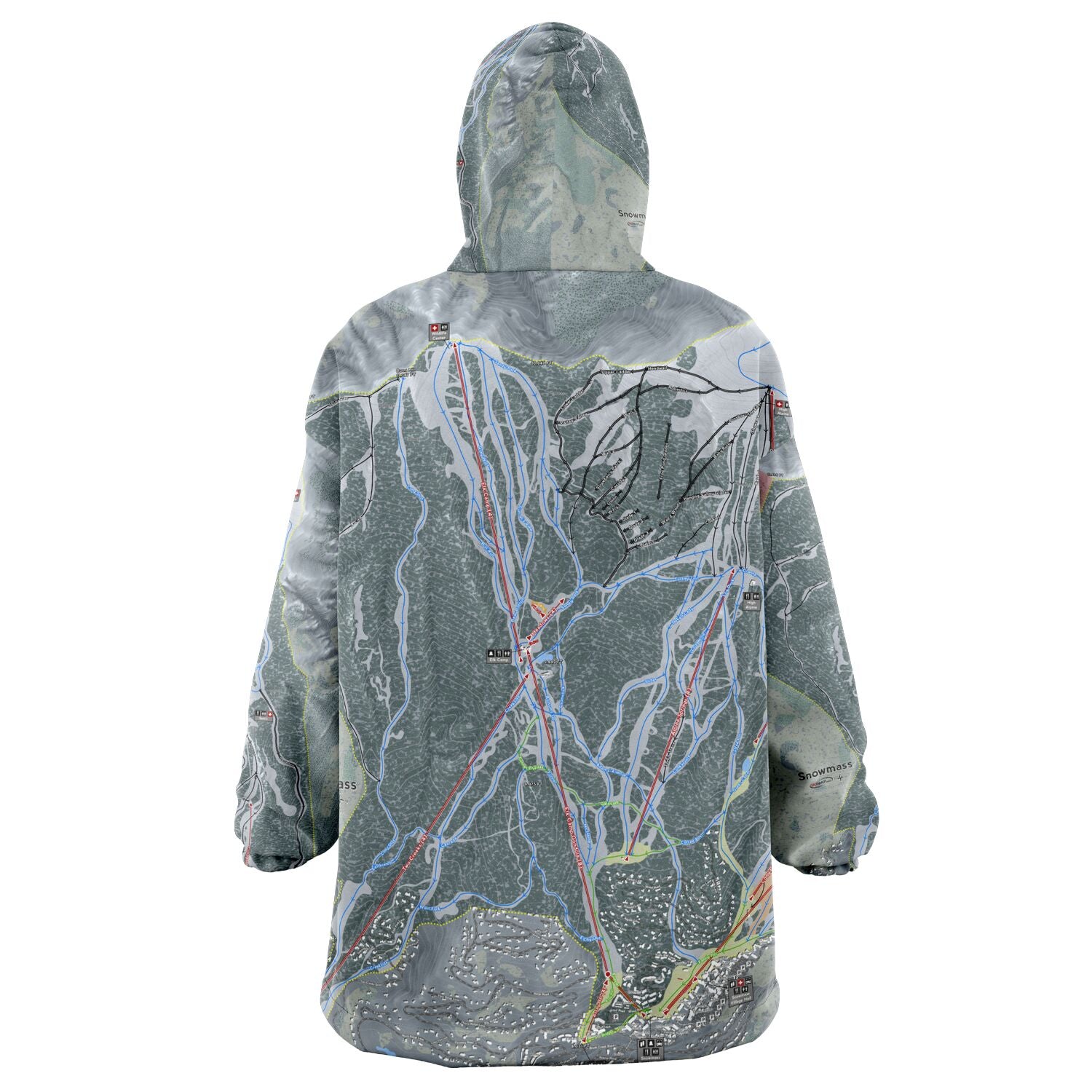 Snowmass, Colorado Ski Trail Map - Snug Hoodie