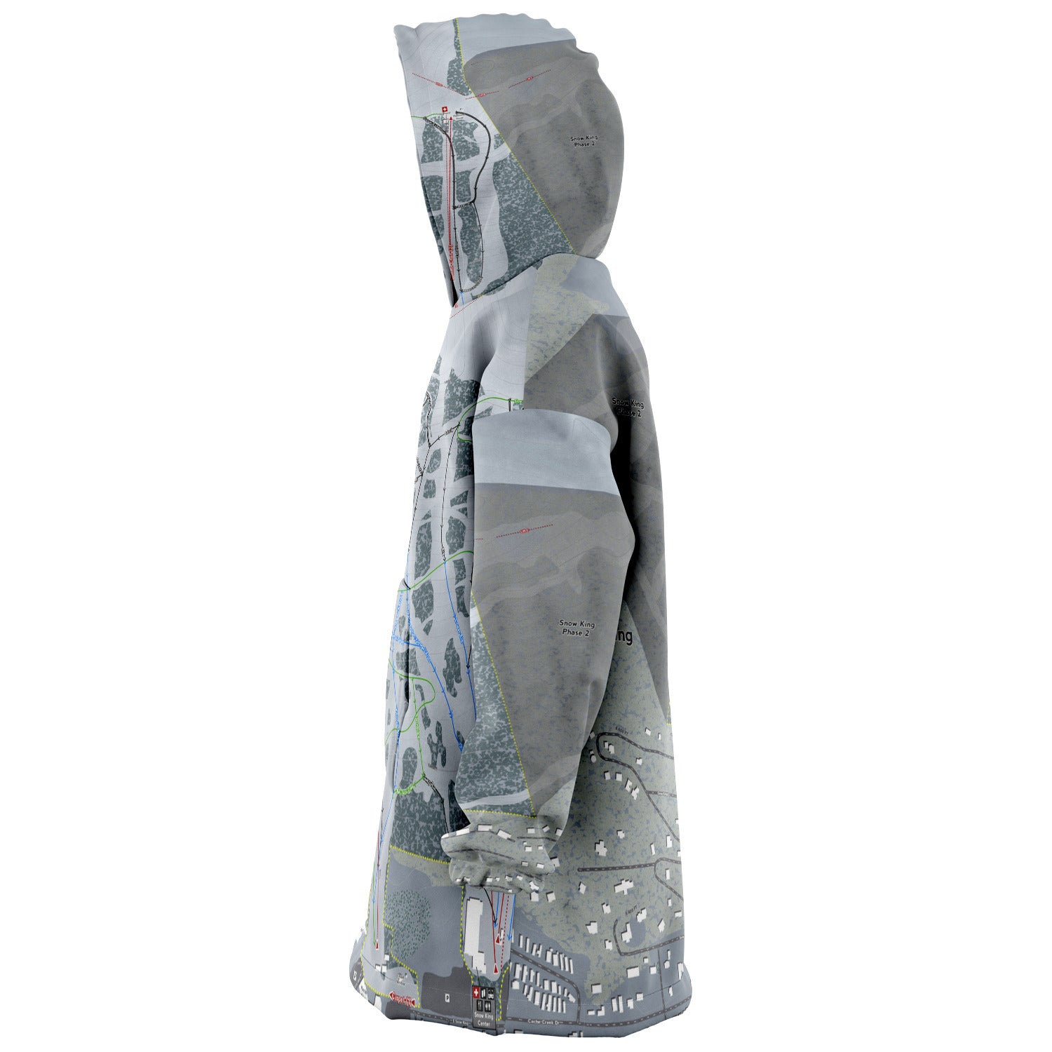 Snow King, Wyoming Ski Trail Map Snug Hoodie