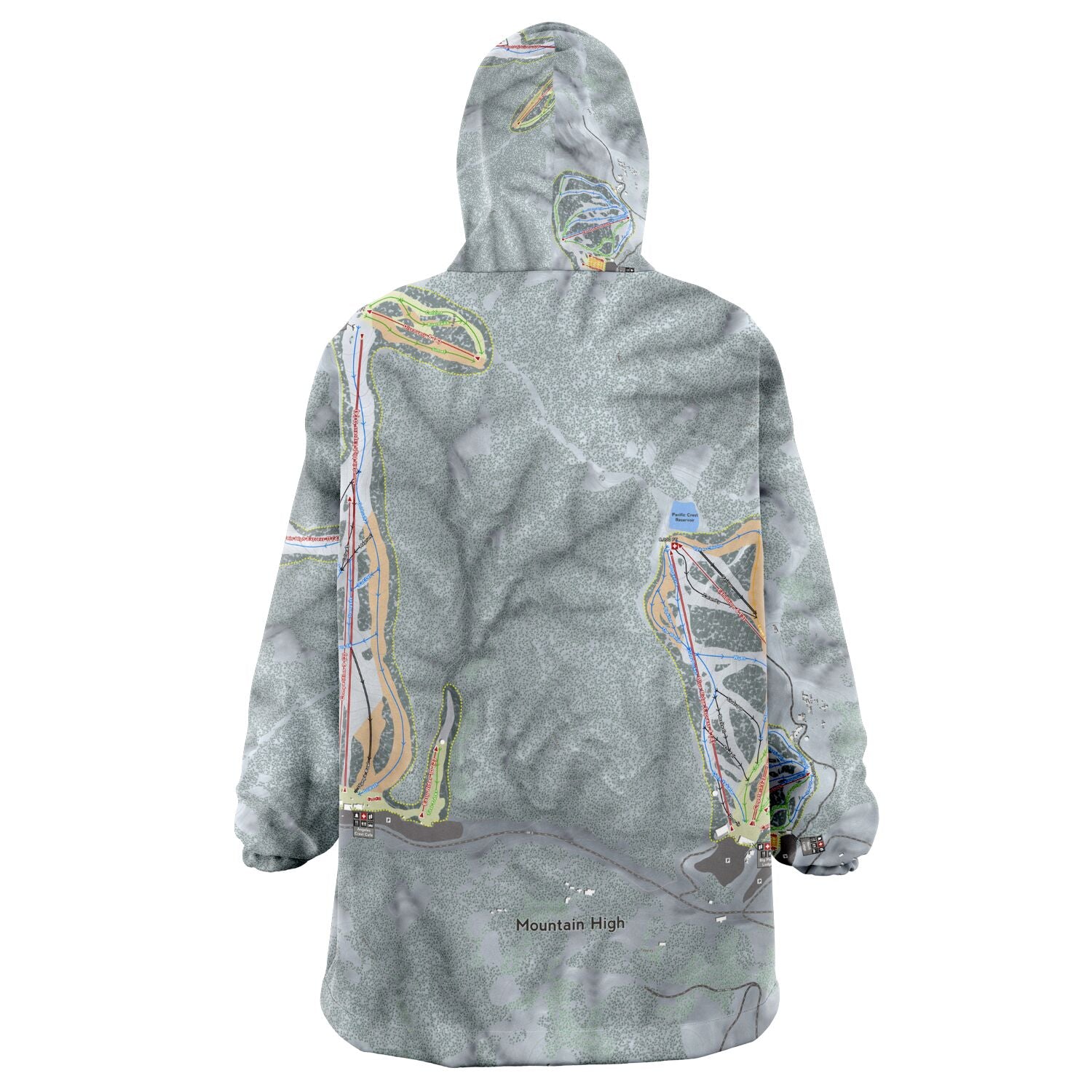 Mountain High, California Ski Trail Map - Snug Hoodie