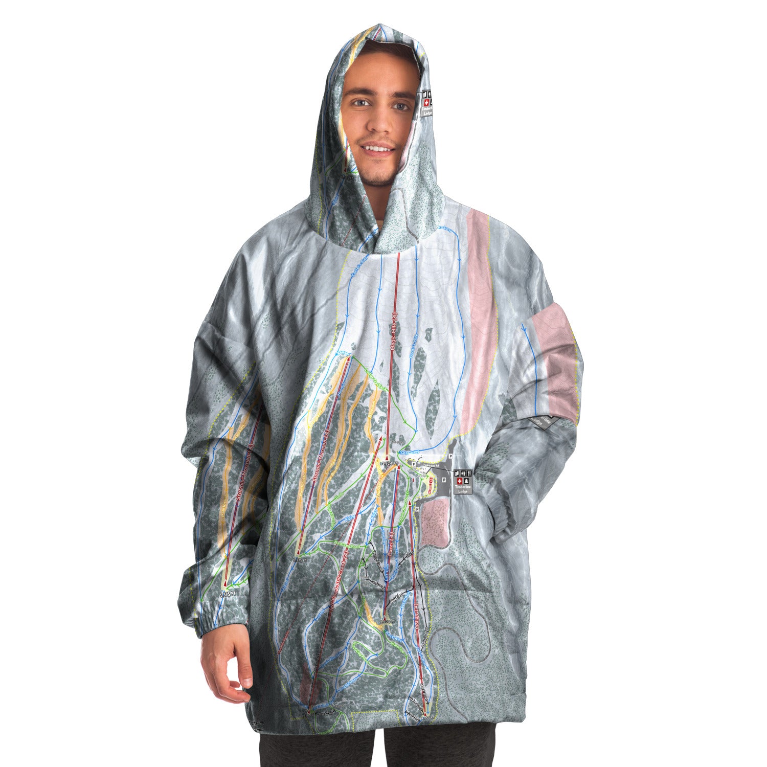 Timberline, Oregon Ski Trail Map Snug Hoodie