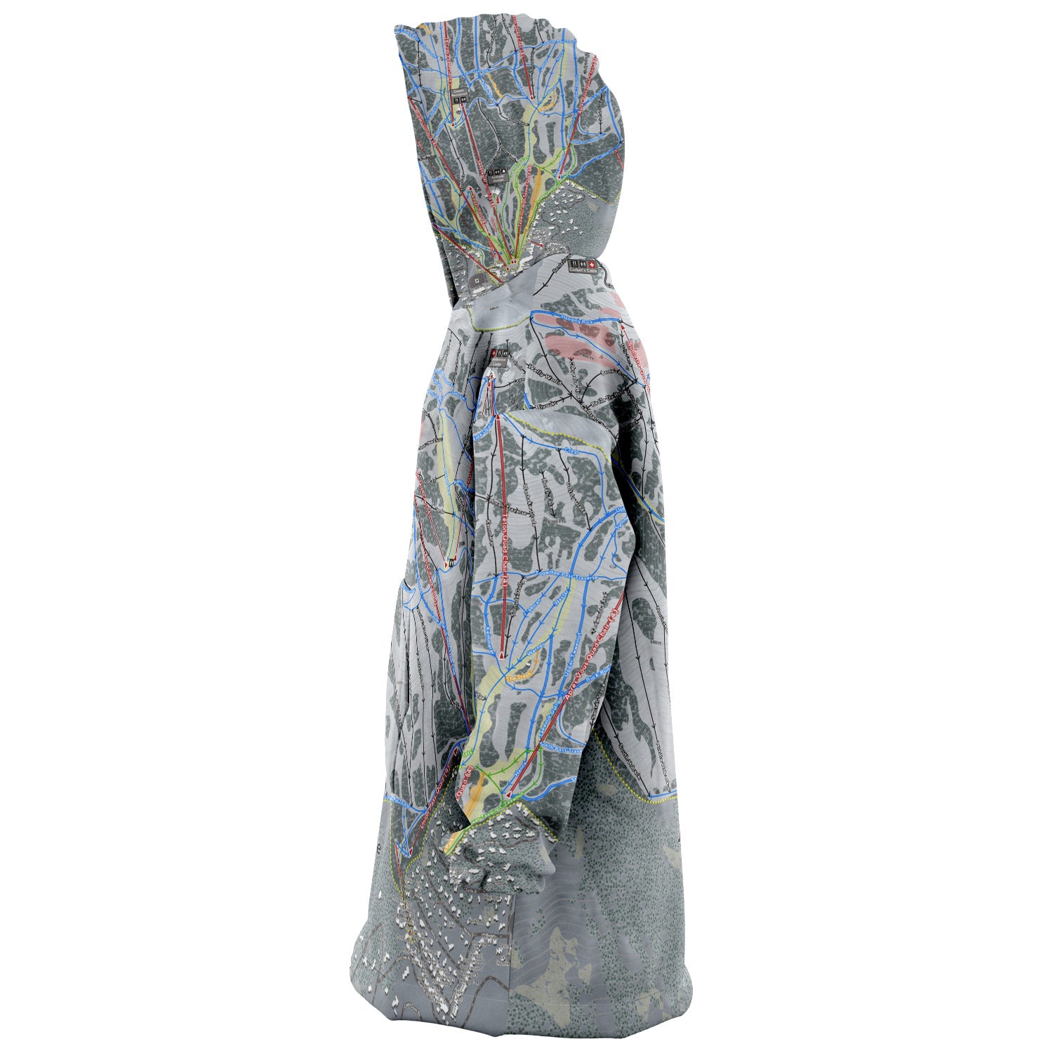 Jackson Hole, Wyoming Ski Trail Map - Snug Hoodie